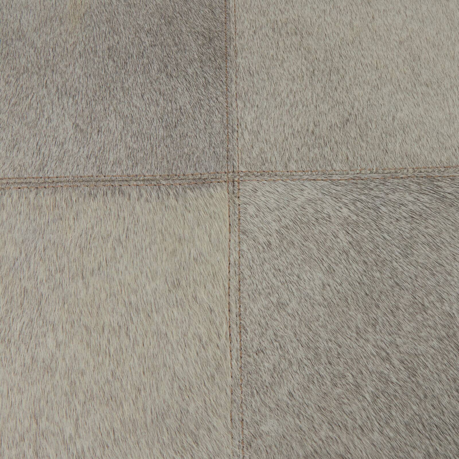 21" Light Gray Leather Geometric Stool with Metal Base