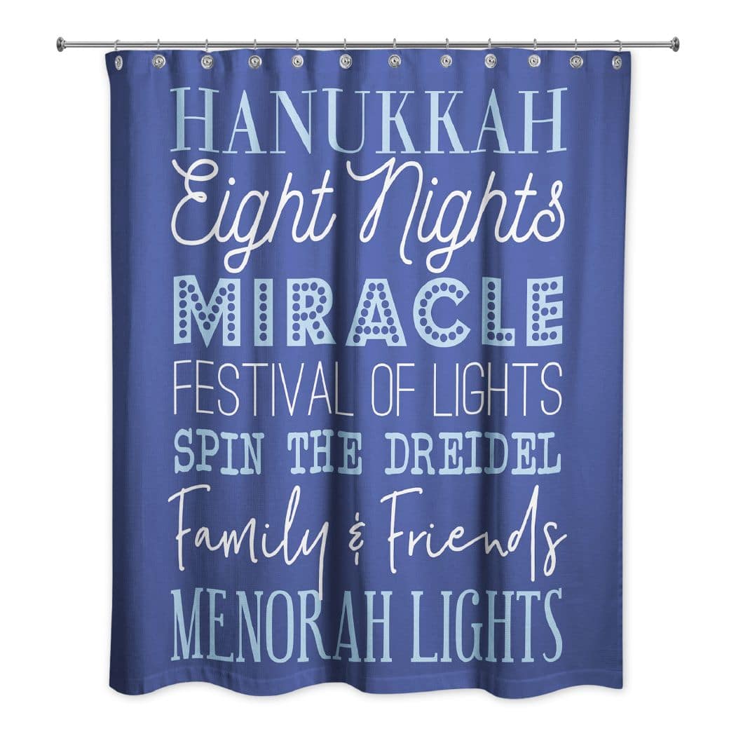 Blue Hanukkah Words Shower Curtain Hanukkah Decor Michaels