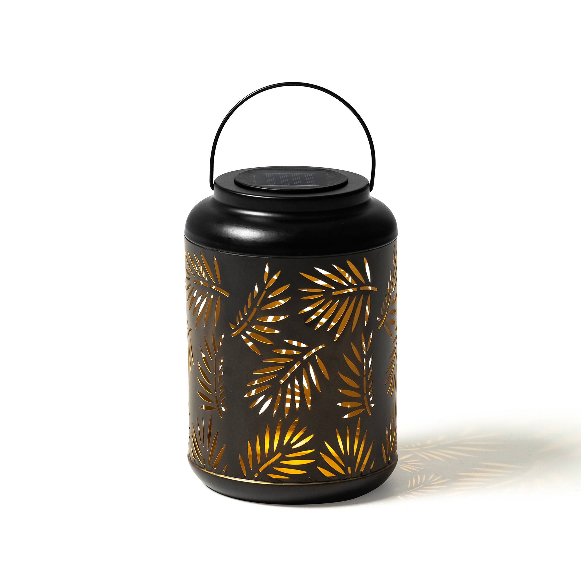 Glitzhome® 8.5" Leaf Cutout Solar Powered Hanging Lantern
