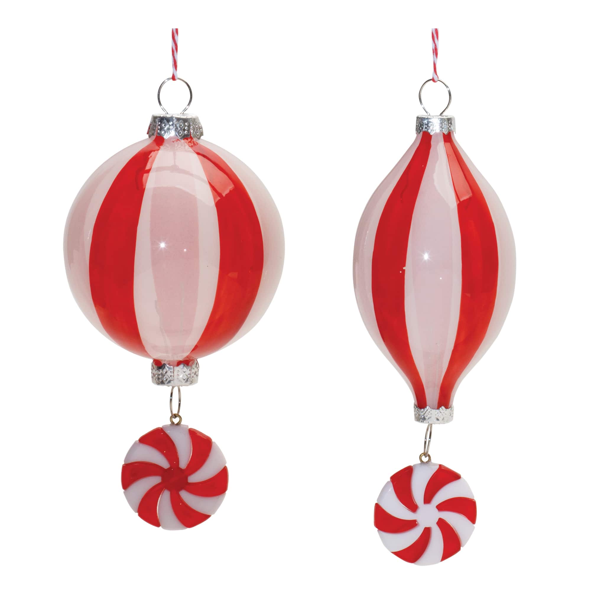 Glass Peppermint Drop Ornament Set