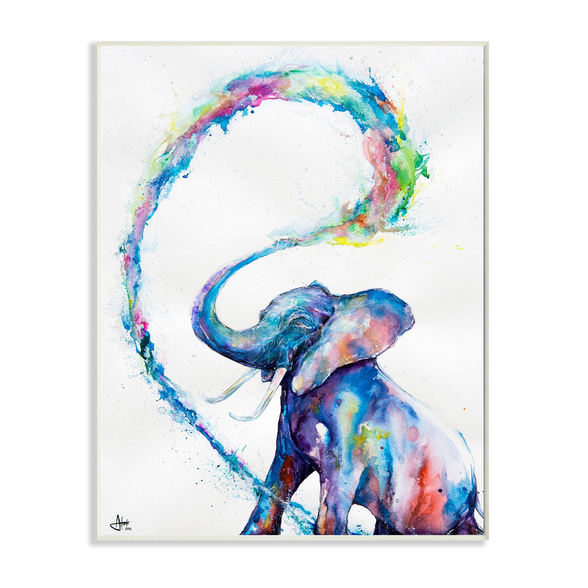 Stupell Industries Colorful Large Abstract Elephant Wall Plaque