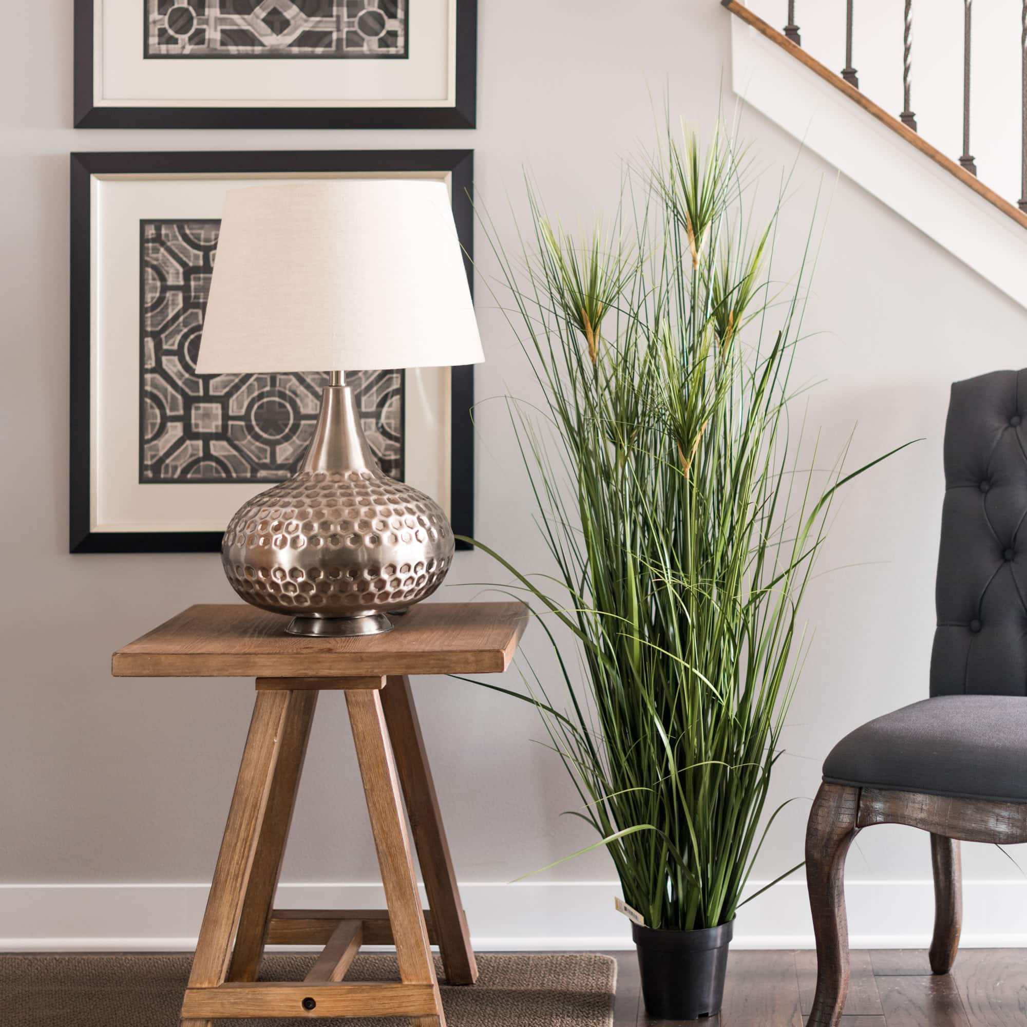 4ft. Potted Artificial Green Brushed Grass