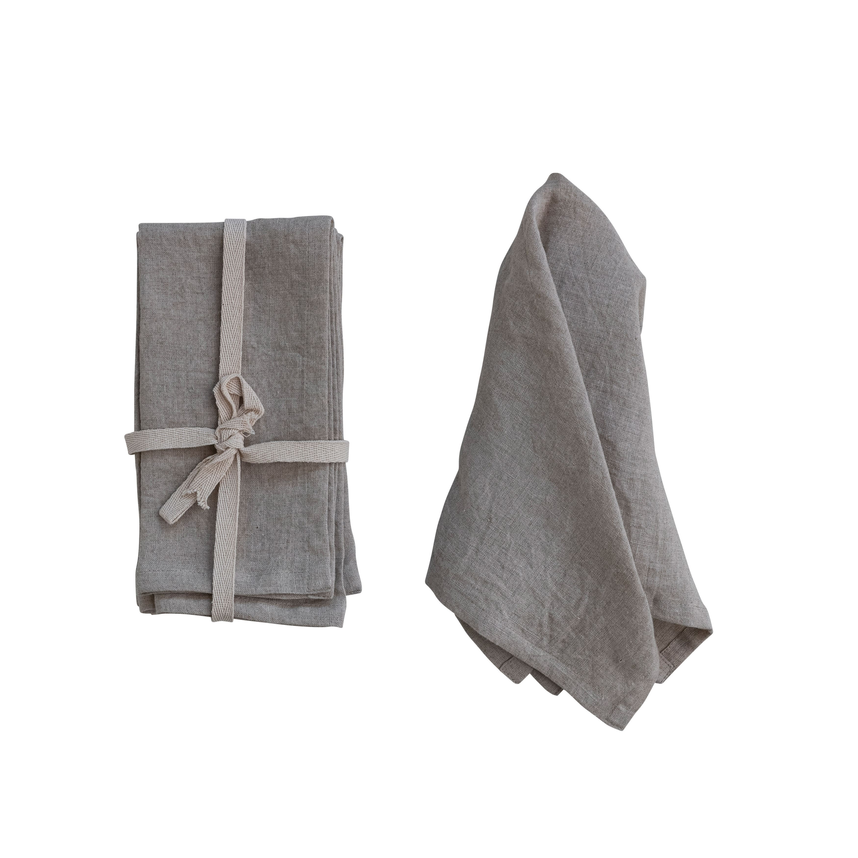 18&#x22; Square Stonewashed Linen Dinner Napkins, 4ct. 