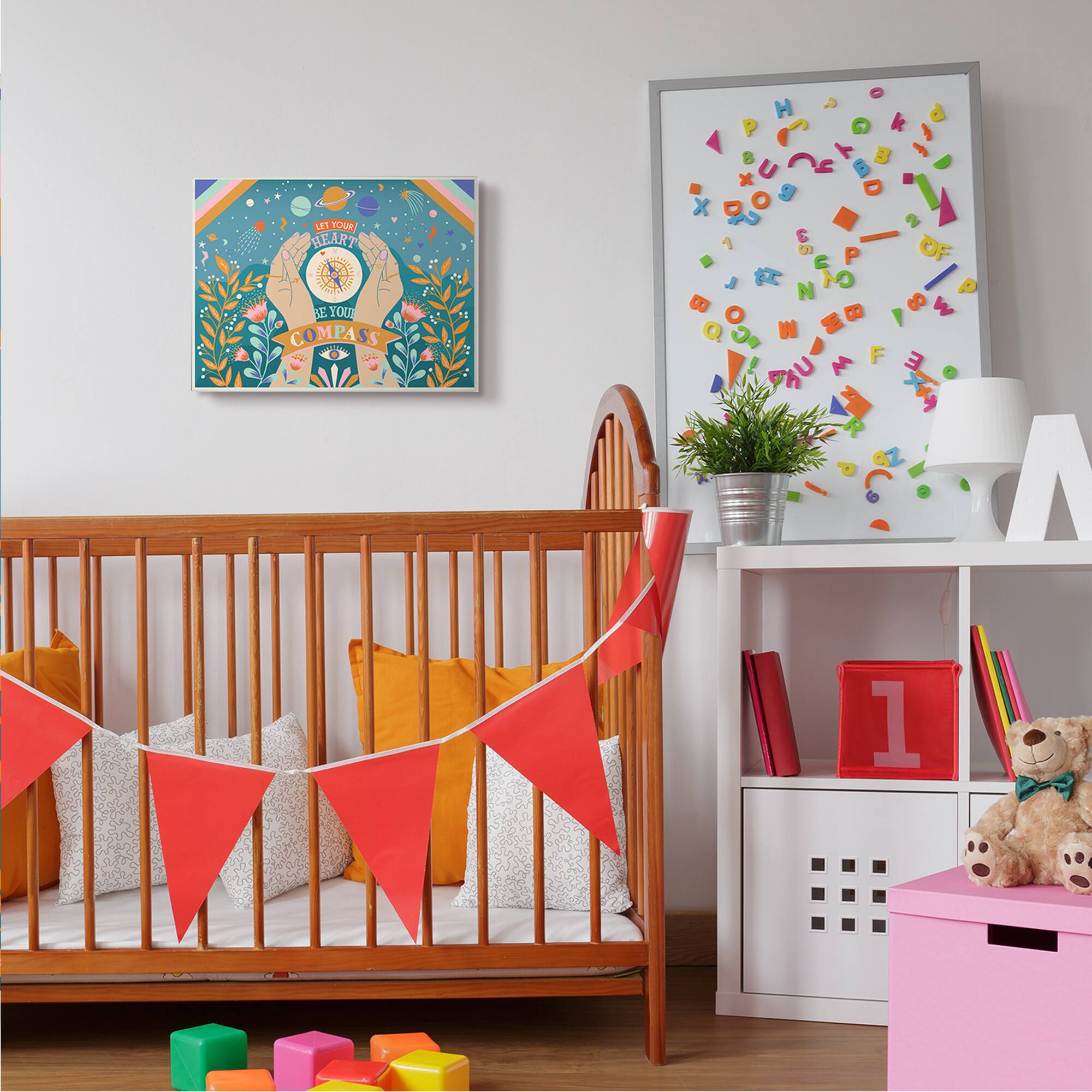 Stupell Industries Heart Be Your Compass Phrase Boho Chic Constellations Wall Plaque