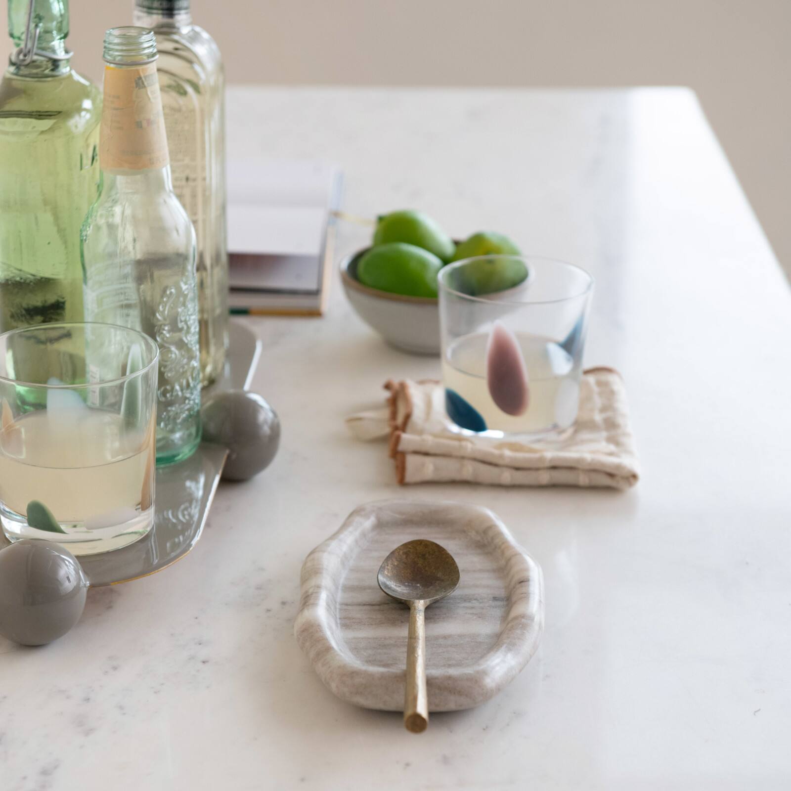 Hello Honey&#xAE; 8&#x22; Beige Oval Marble Serving Tray