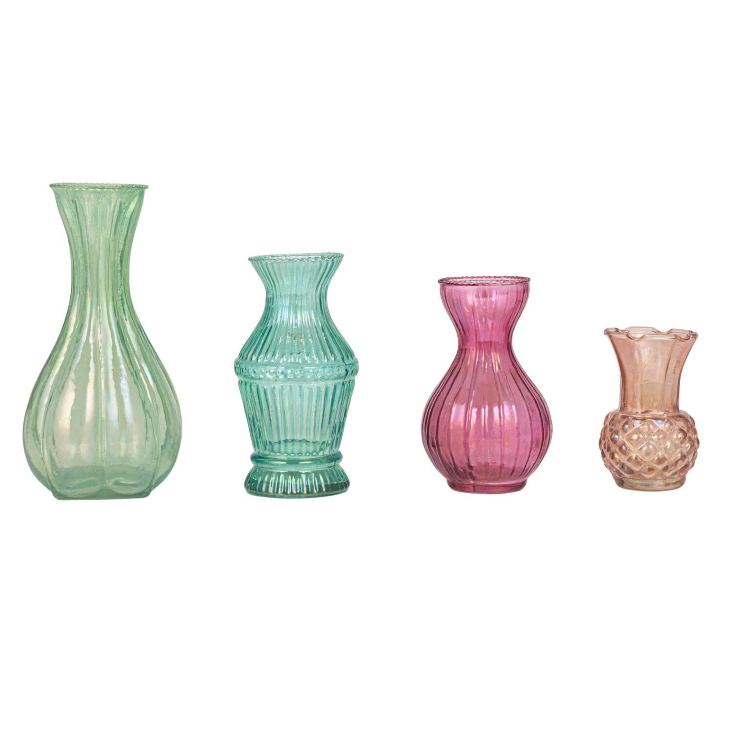 Hello Honey&#xAE; Multicolor Debossed Reclaimed Glass Vase Set