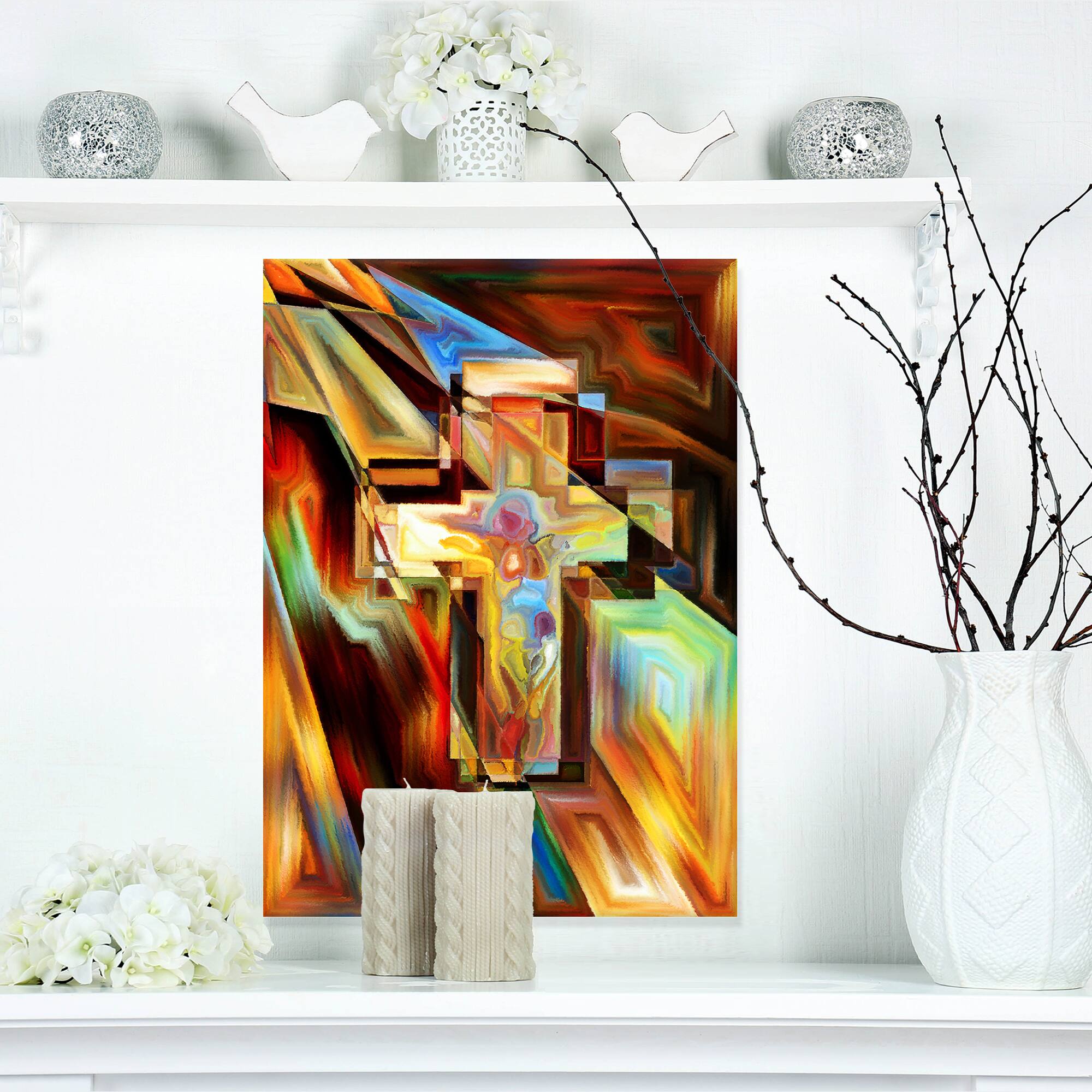 Designart - Light of the Cross - Abstract Canvas Artwork