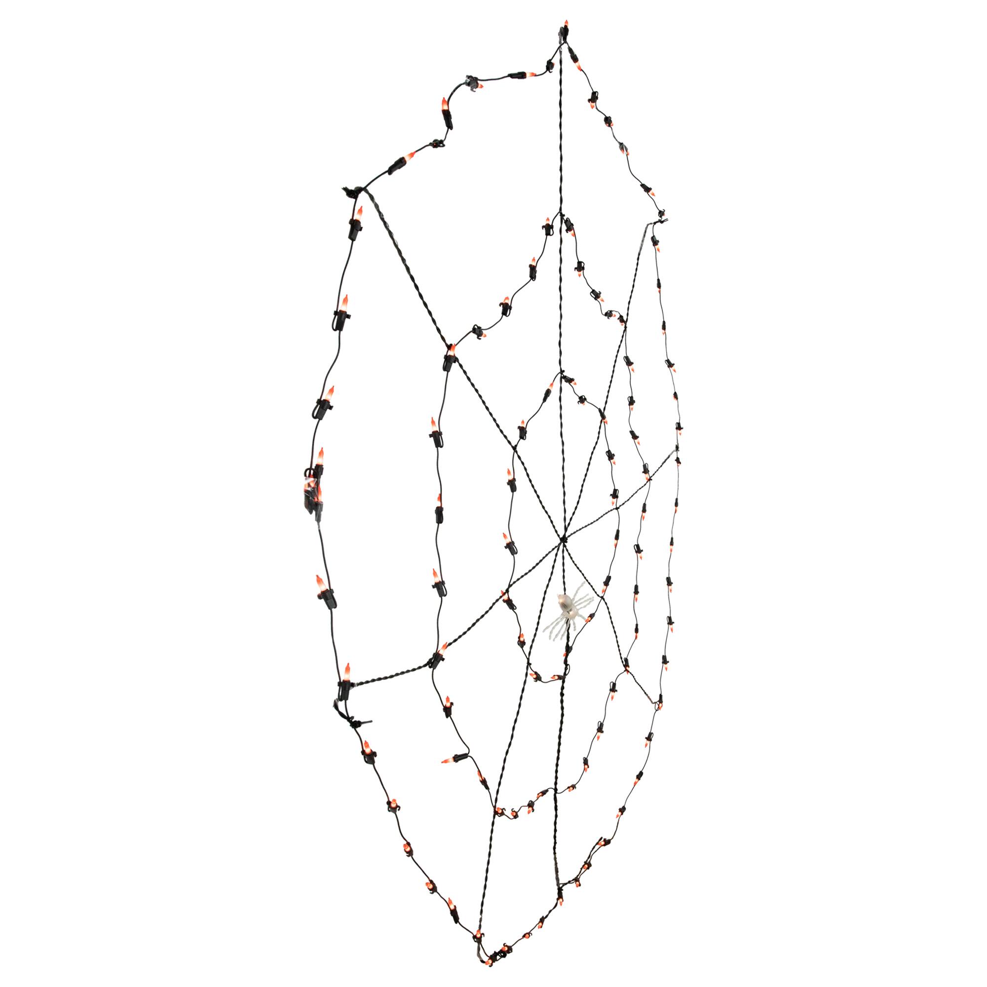 5ft. Lighted Orange & Black Spider in Web Halloween Decoration