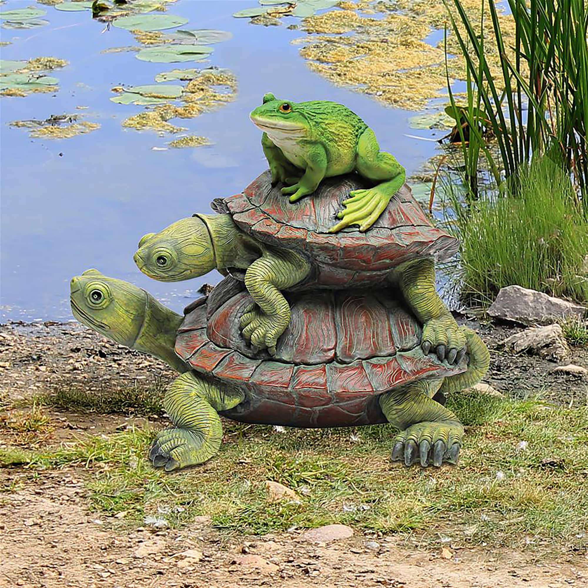 Design Toscano 8.5&#x22; In Good Company Frog Turtles Statue