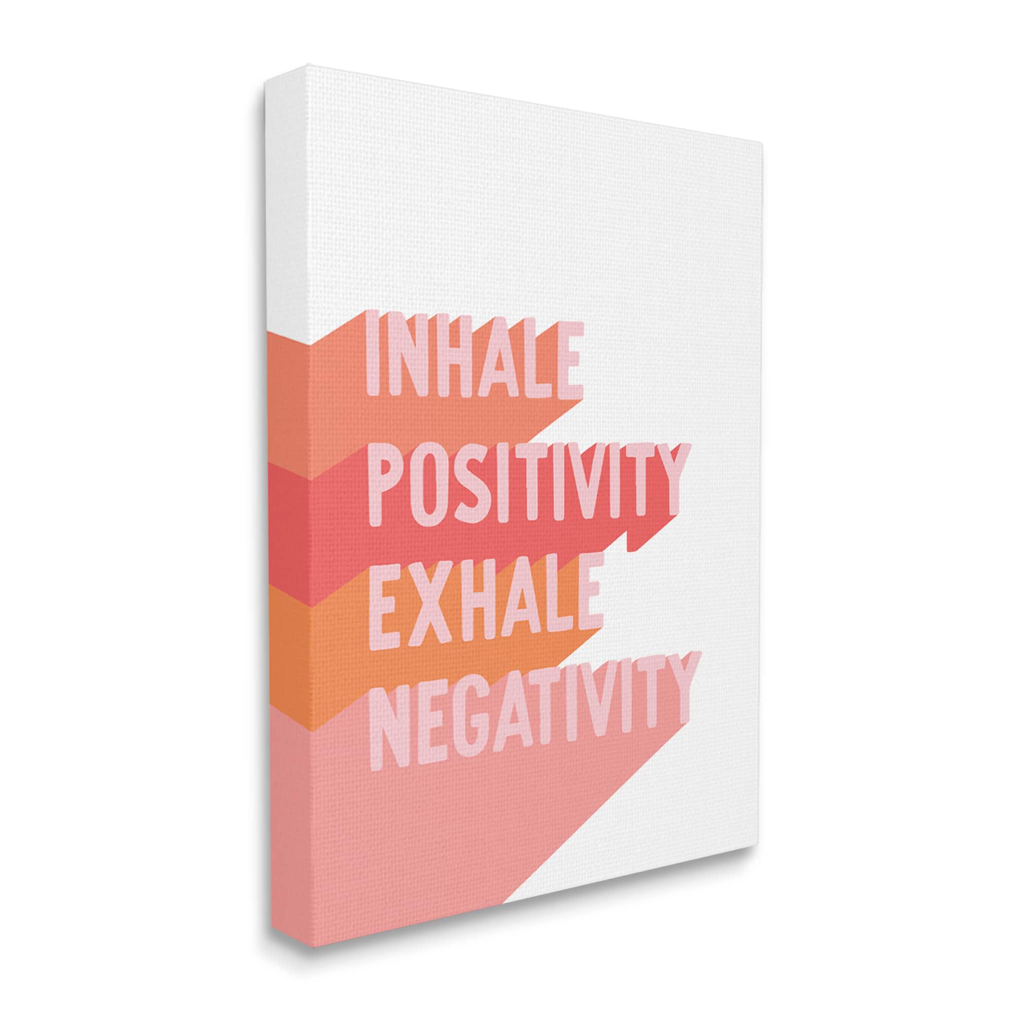 Stupell Industries Inhale Positivity Exhale Negativity Motivational Phrase Pink Pop Canvas Wall Art