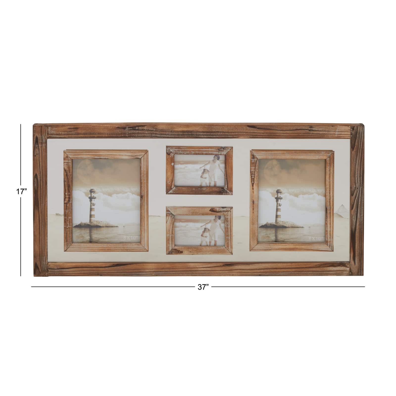4 Opening Brown Wood Vintage Collage Frame