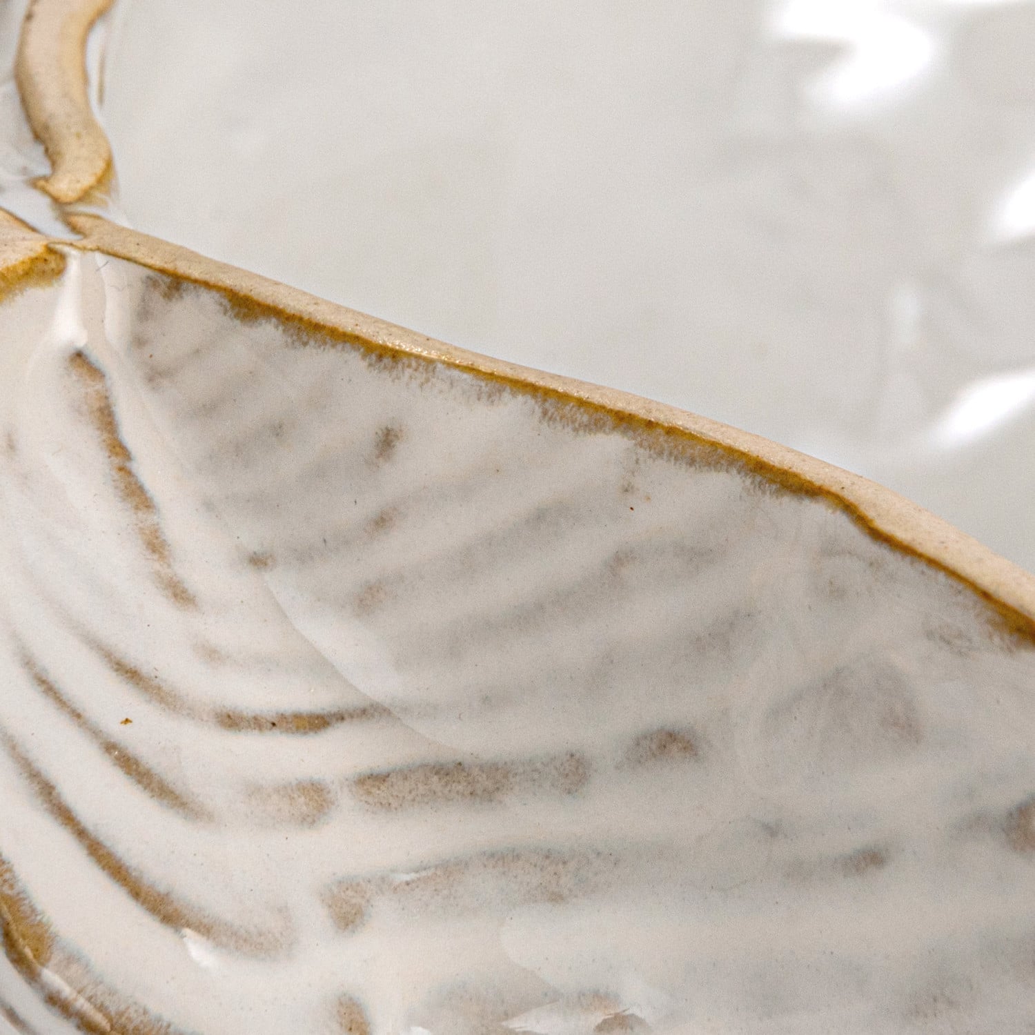 Hello Honey® 8" White Reactive Crackle Glaze Stoneware Shell Plates, 4ct.