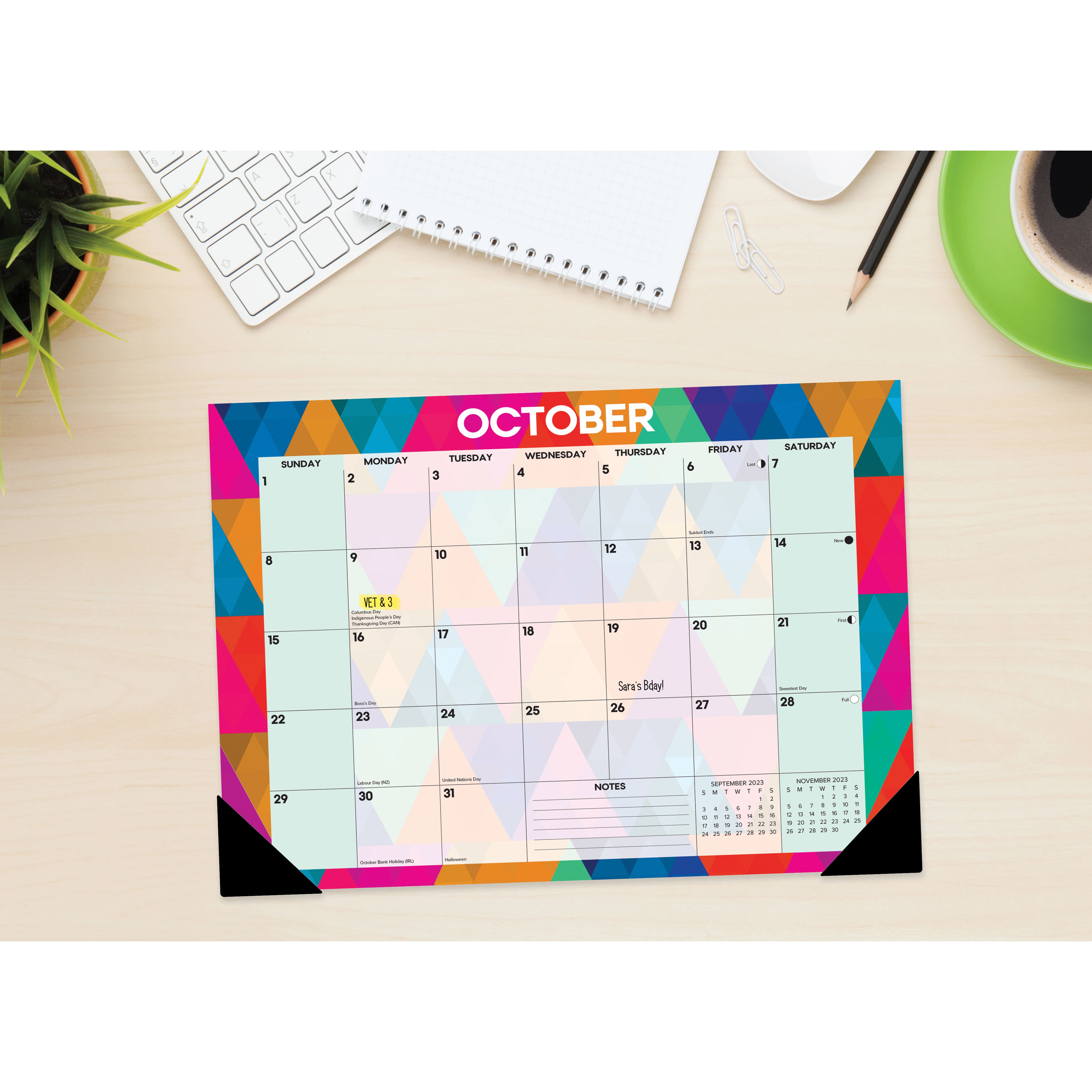 2023 Bold Geo Small Monthly Desk Pad Calendar