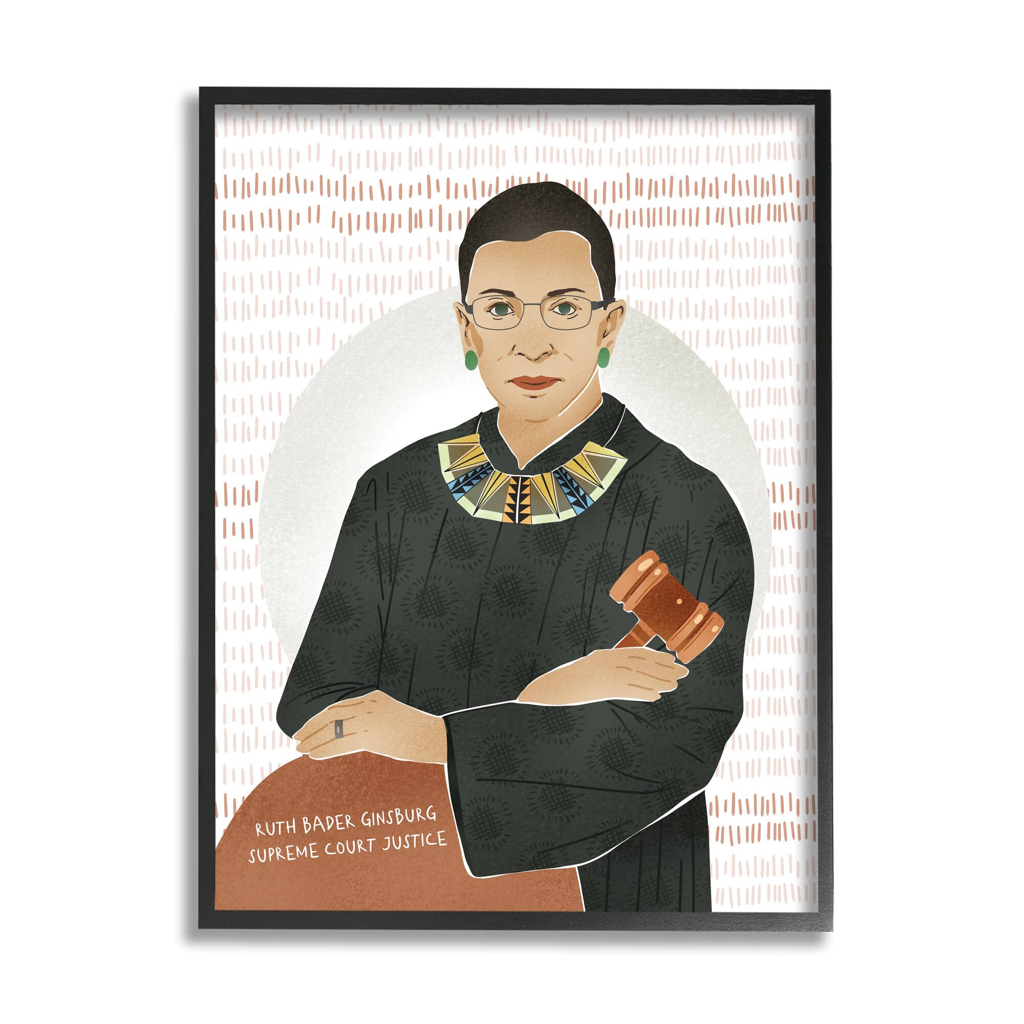 Stupell Industries Judge Ginsburg With Gavel Wall Art in Black Frame | 24" x 30" | Michaels®