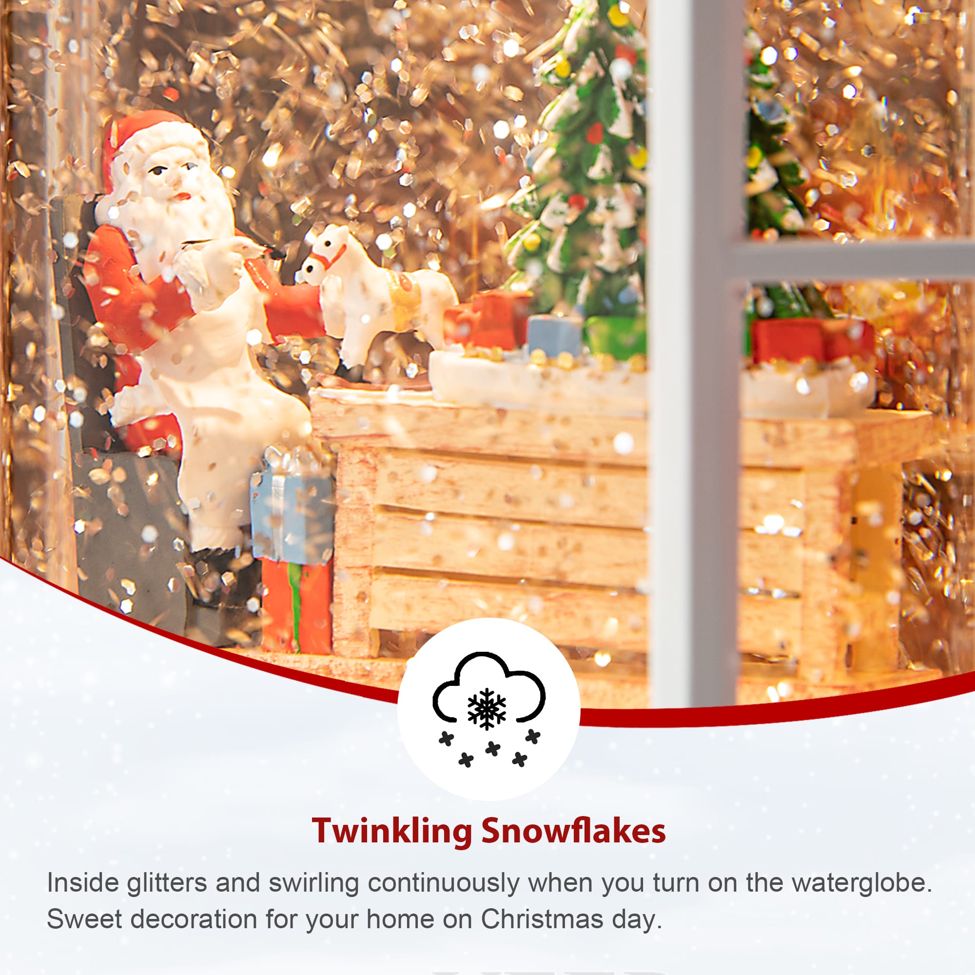 Glitzhome&#xAE; 10.5&#x22; Lighted Santa&#x27;s Workshop Waterglobe