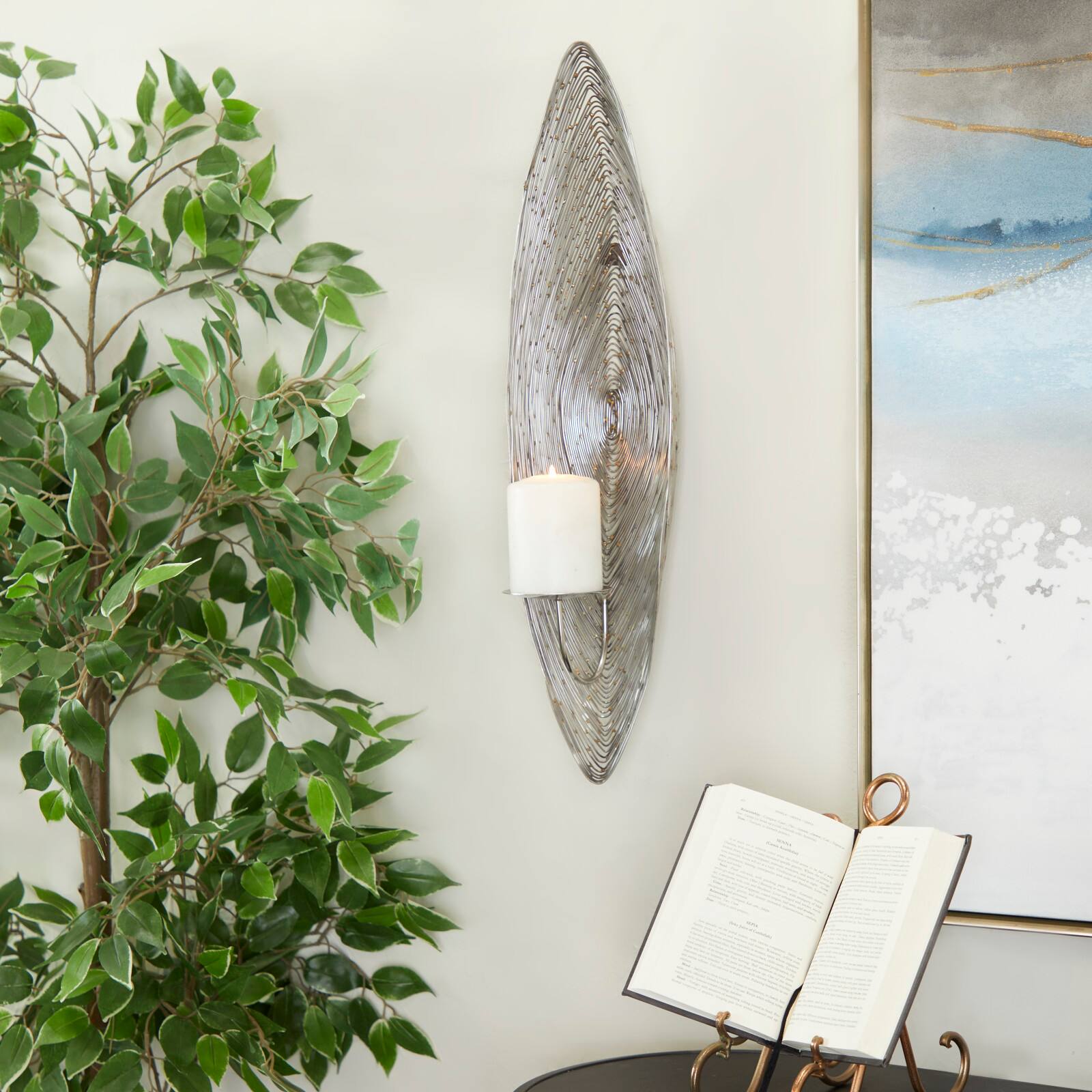 CosmoLiving by Cosmopolitan 23" Silver Contemporary Wall Sconce