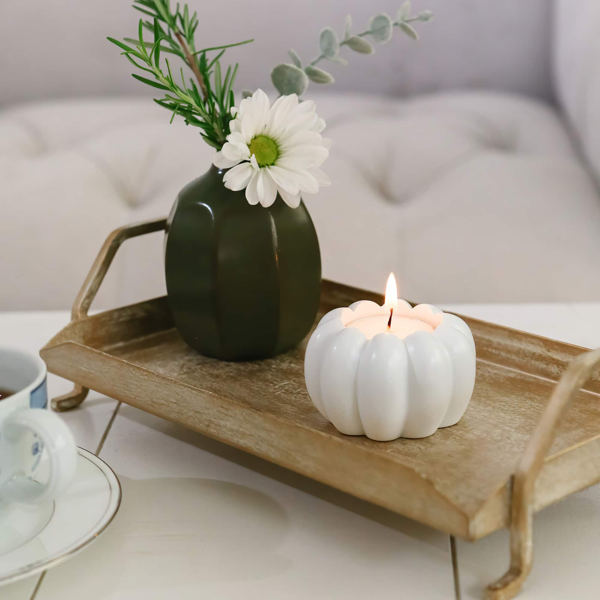 Kate Aspen White Pumpkin 2-in-1 Tealight Candlestick Holder Set, 6ct.