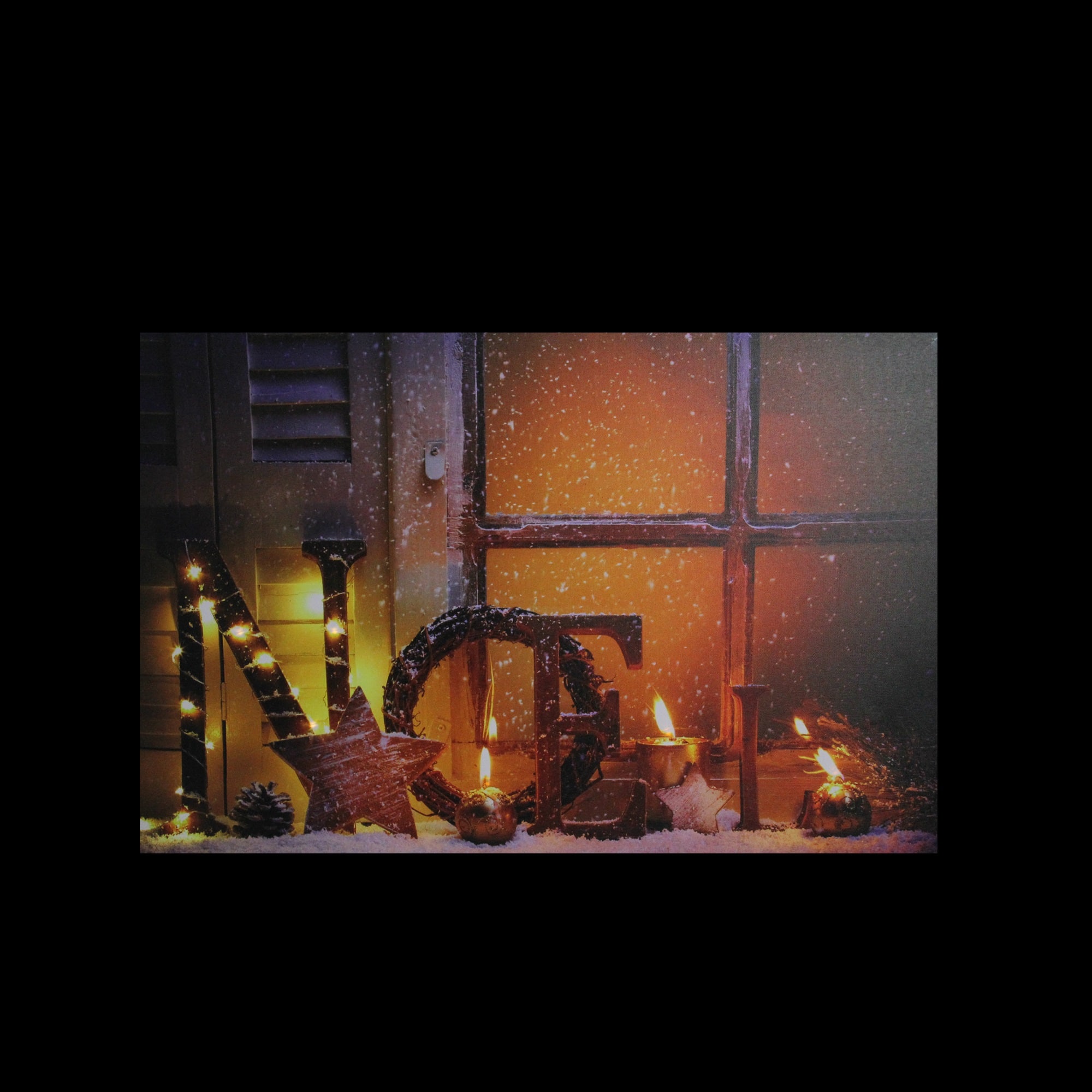 Noel & Flickering Candles Christmas LED Lighted Canvas Wall Art