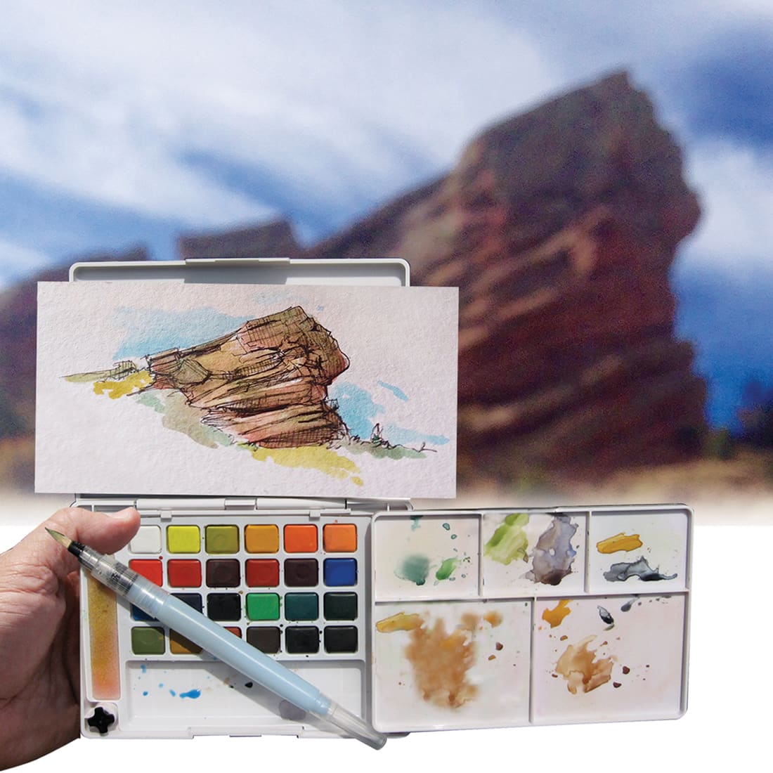 Koi® Water Colors™ Pocket Field Sketch Box, 24 Colors