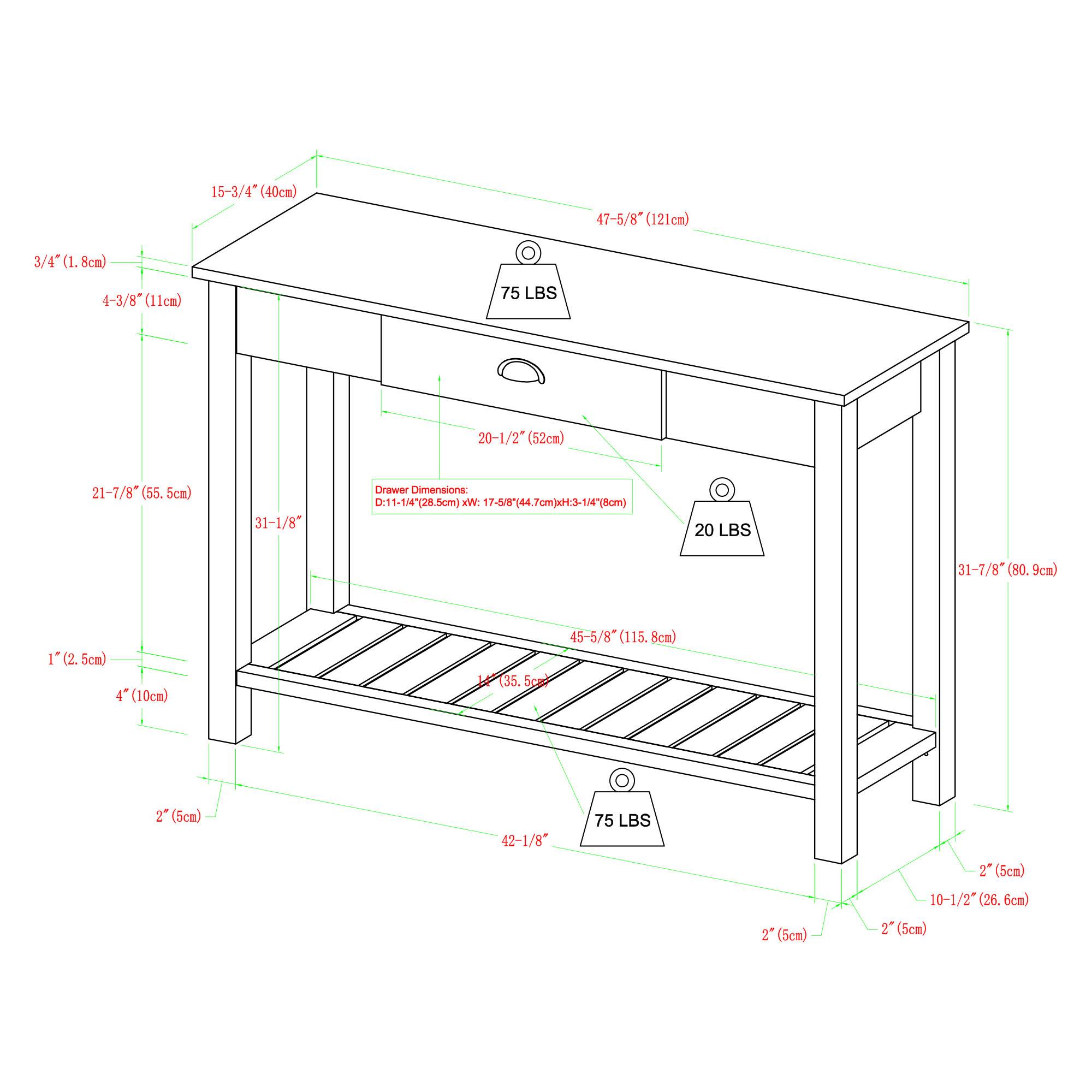Walker Edison Gray Wash Country Entry Table