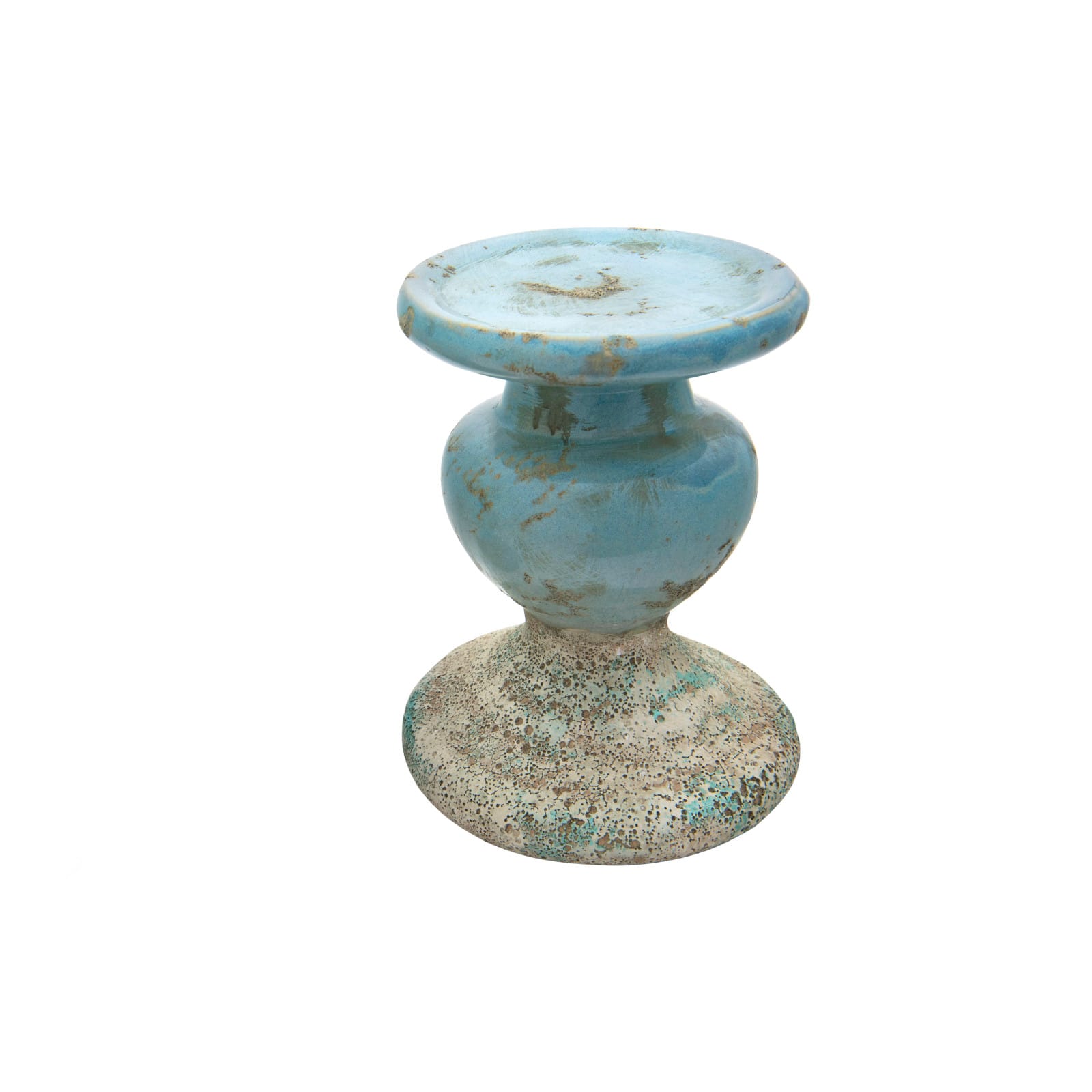 Hello Honey&#xAE; 7&#x27;&#x27; Blue Distressed Terracotta Pillar Candle Holder
