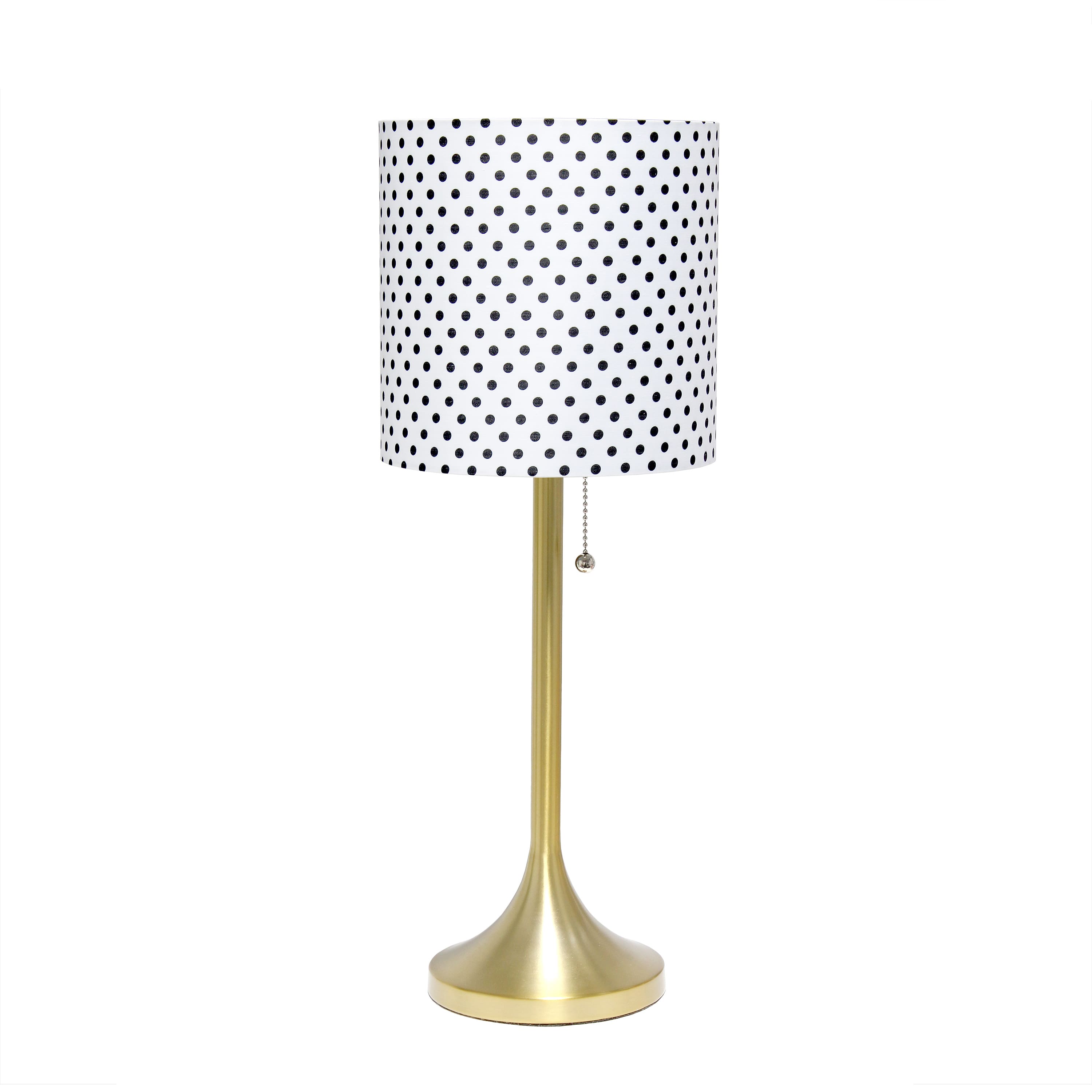 Simple Designs 21.5&#x22; Tapered Gold Table Lamp with Fabric Drum Shade