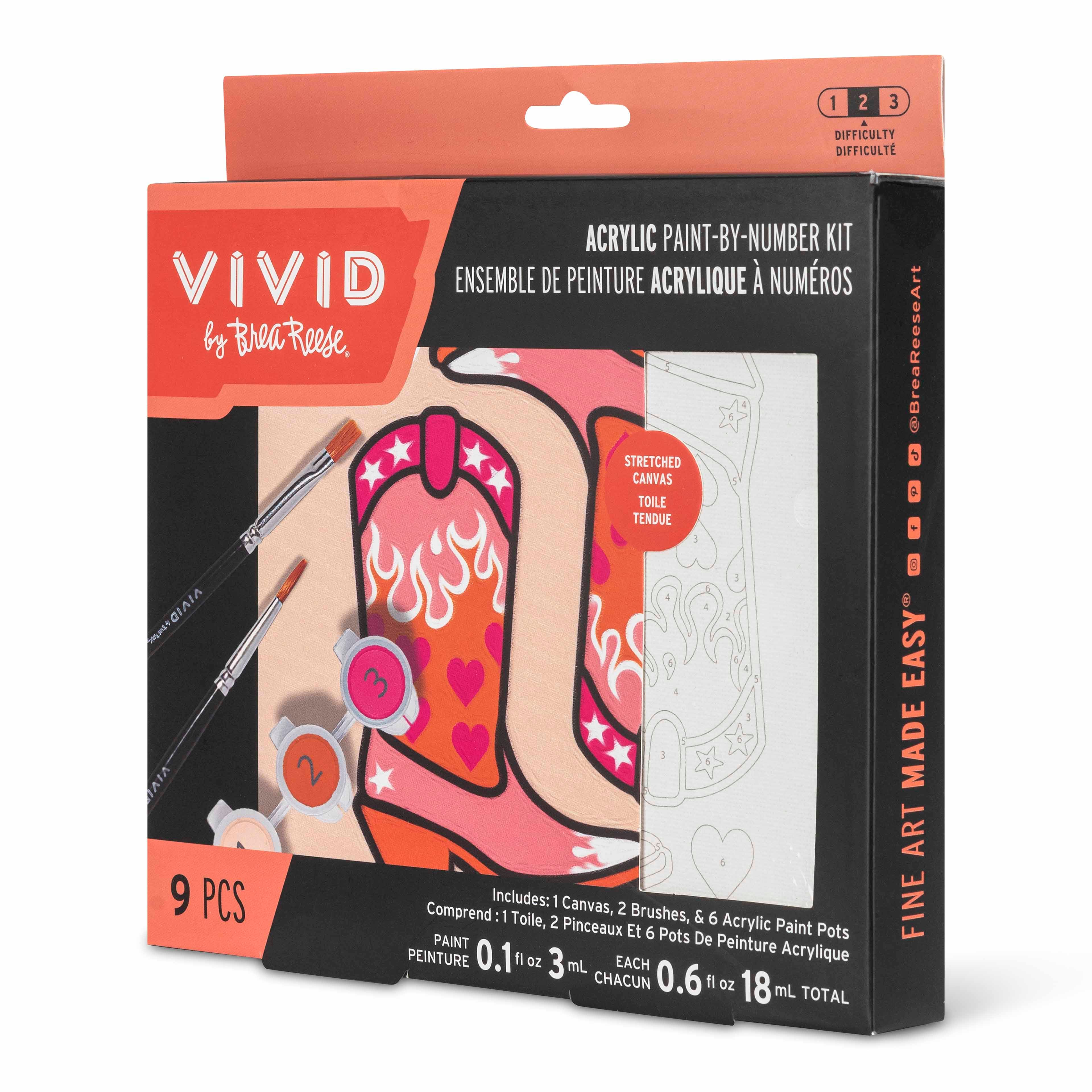 VIVID by Brea Reese&#xAE; Cowboy Boots Acrylic Paint-by-Number Kit