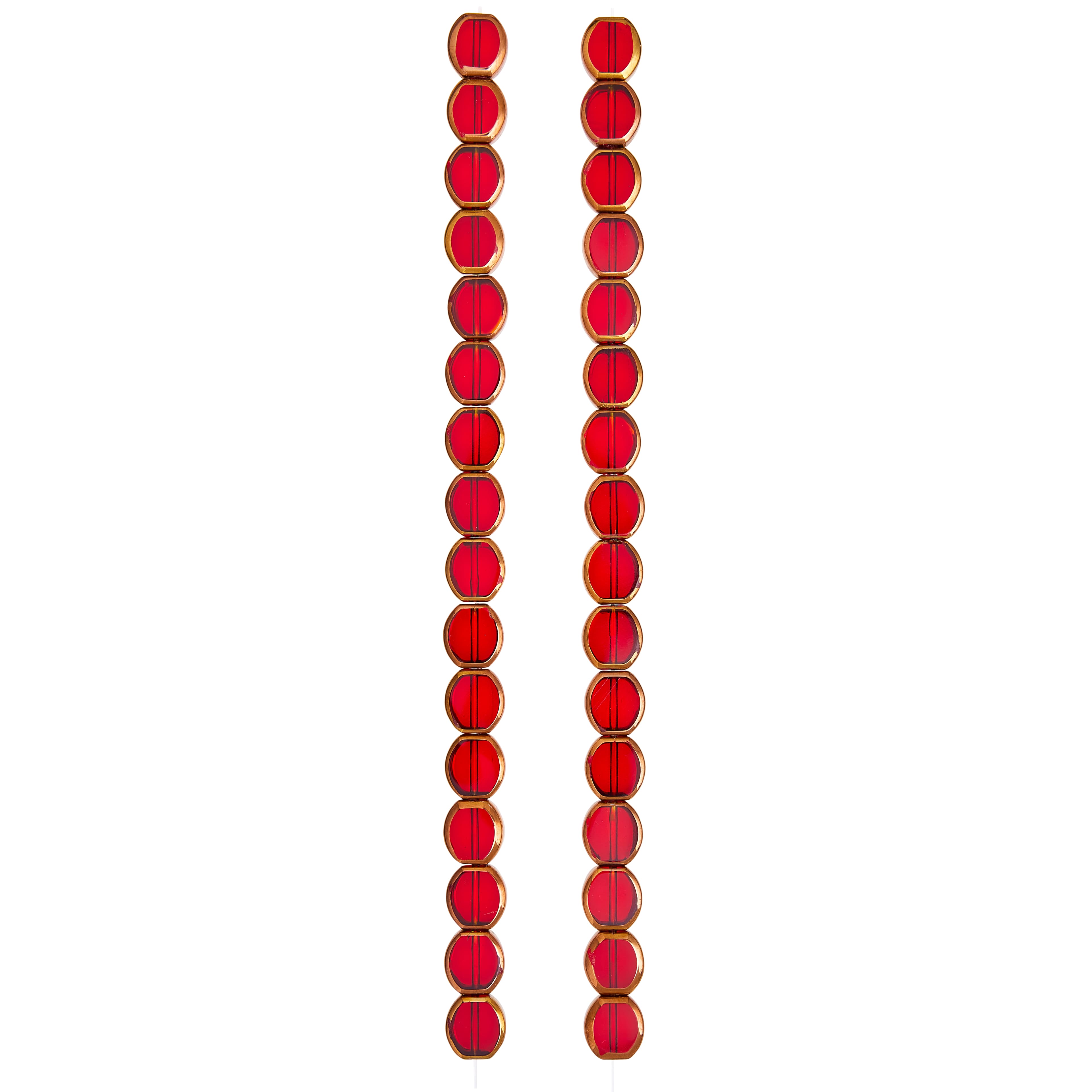 Ruby Table Cut Glass Lentil Beads, 10mm by Bead Landing™