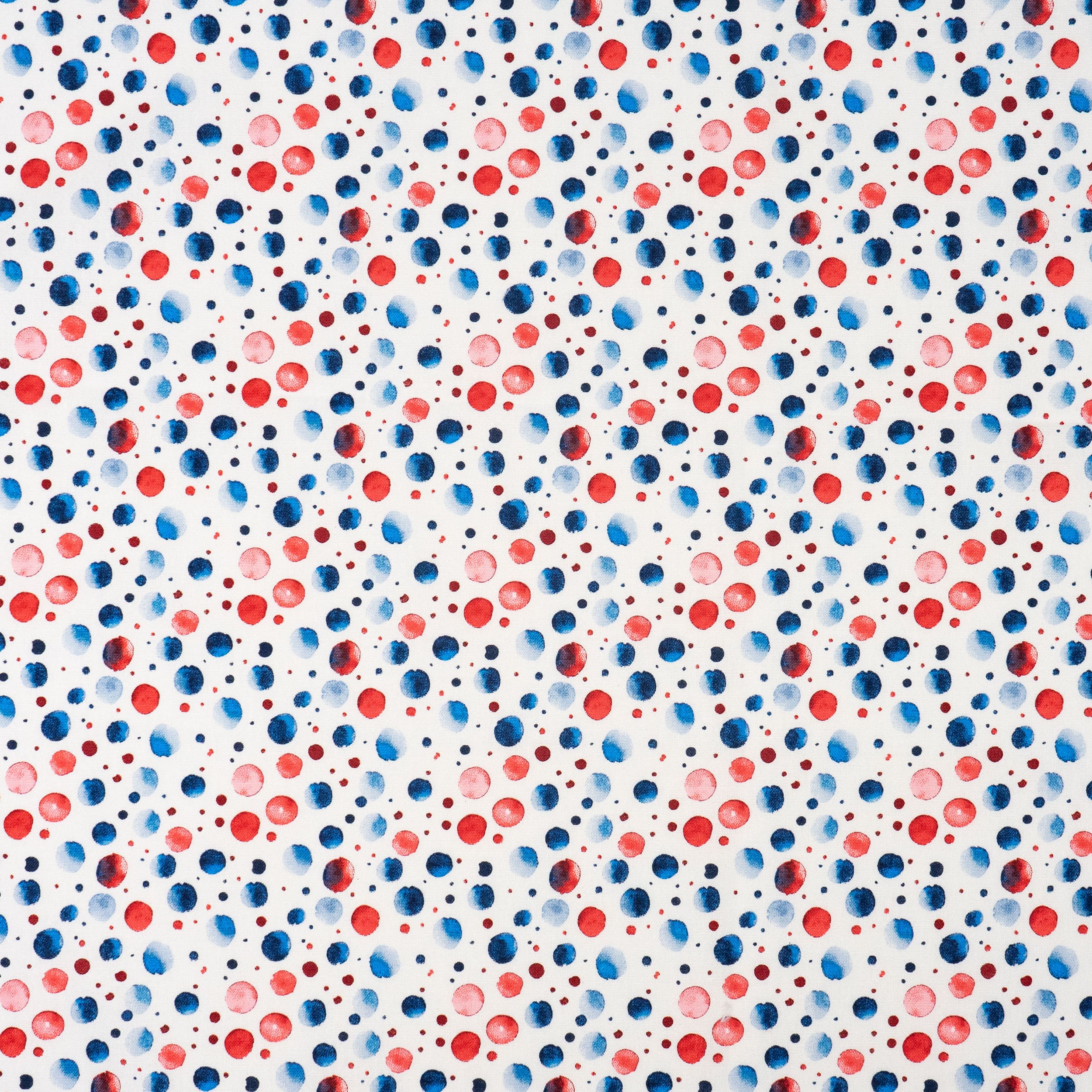 SINGER Red, White &#x26; Blue Watercolor Dots Cotton Fabric