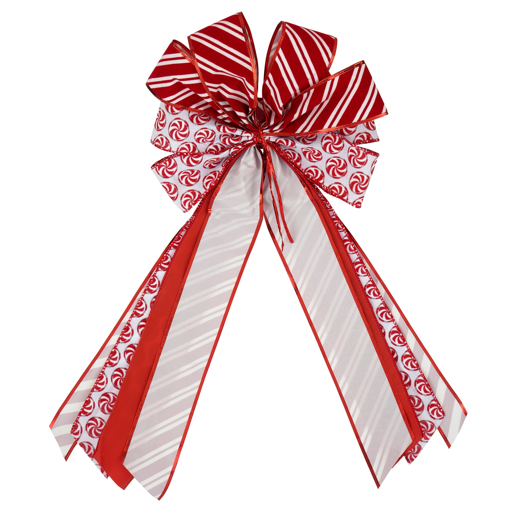 20.5&#x22; Peppermint Tree Topper Bow by Celebrate It&#x2122;