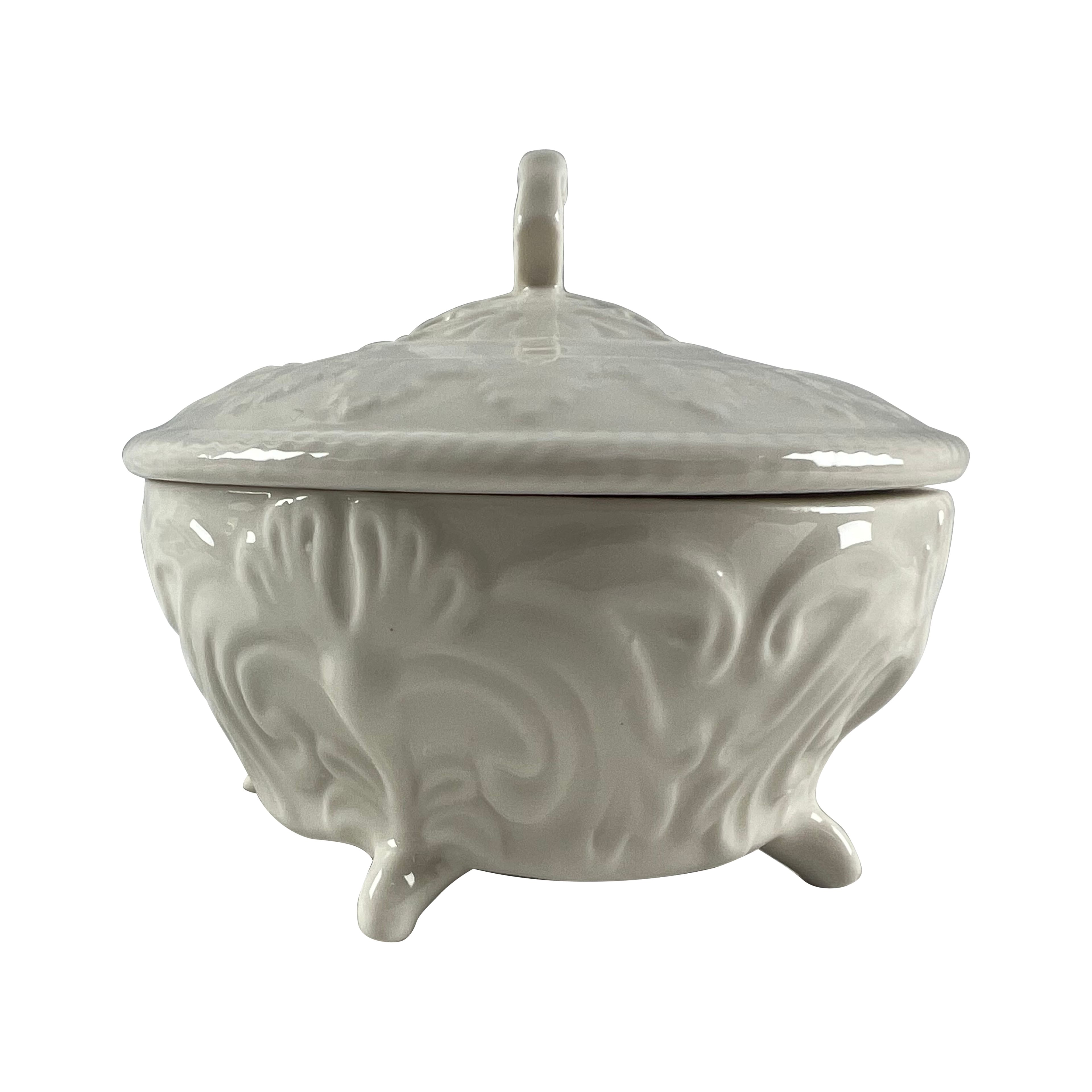 4&#x22; White Round Ceramic Jewelry Box Tabletop D&#xE9;cor by Ashland&#xAE;