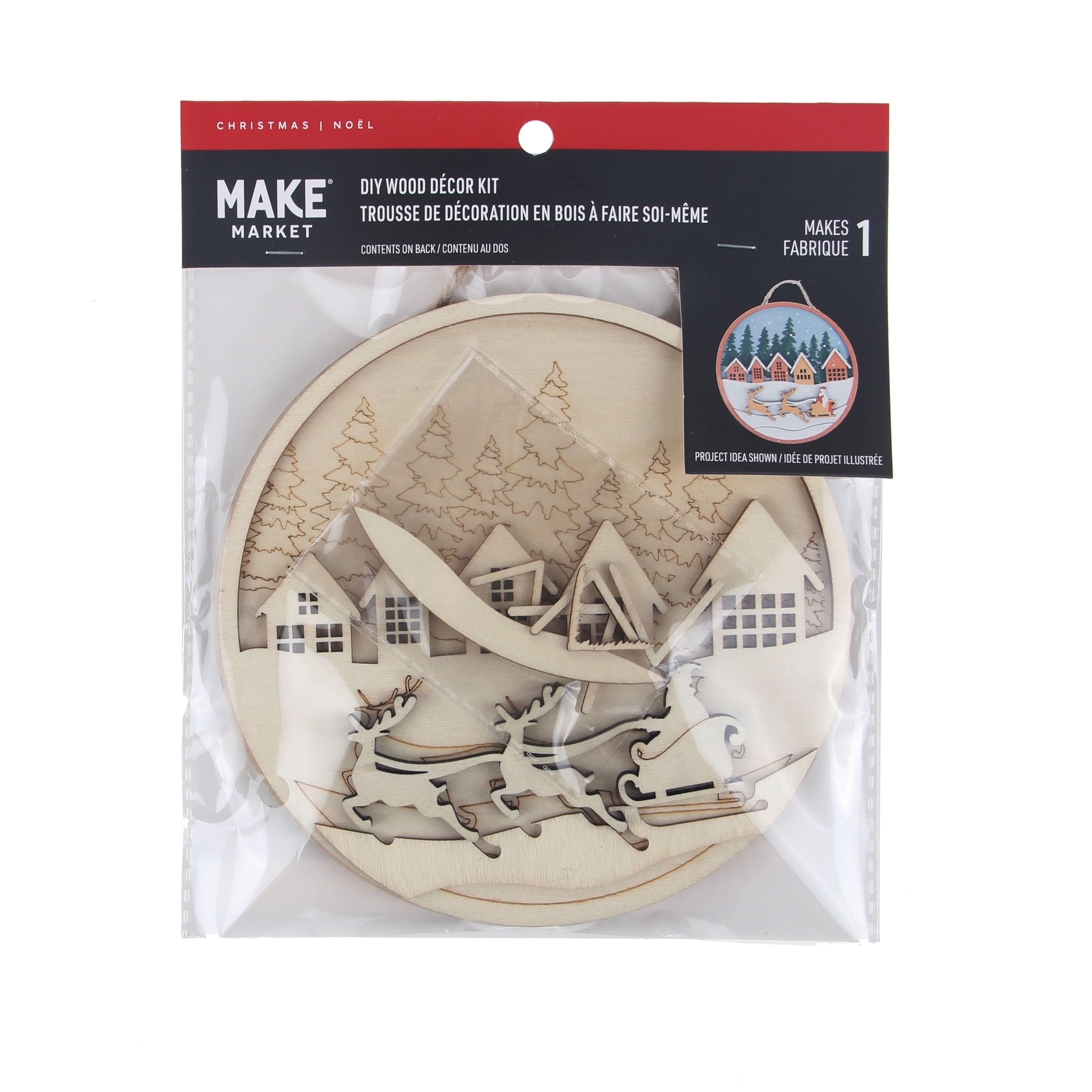 6&#x22; Santa Sled Plaque DIY Wood D&#xE9;cor Kit by Make Market&#xAE;