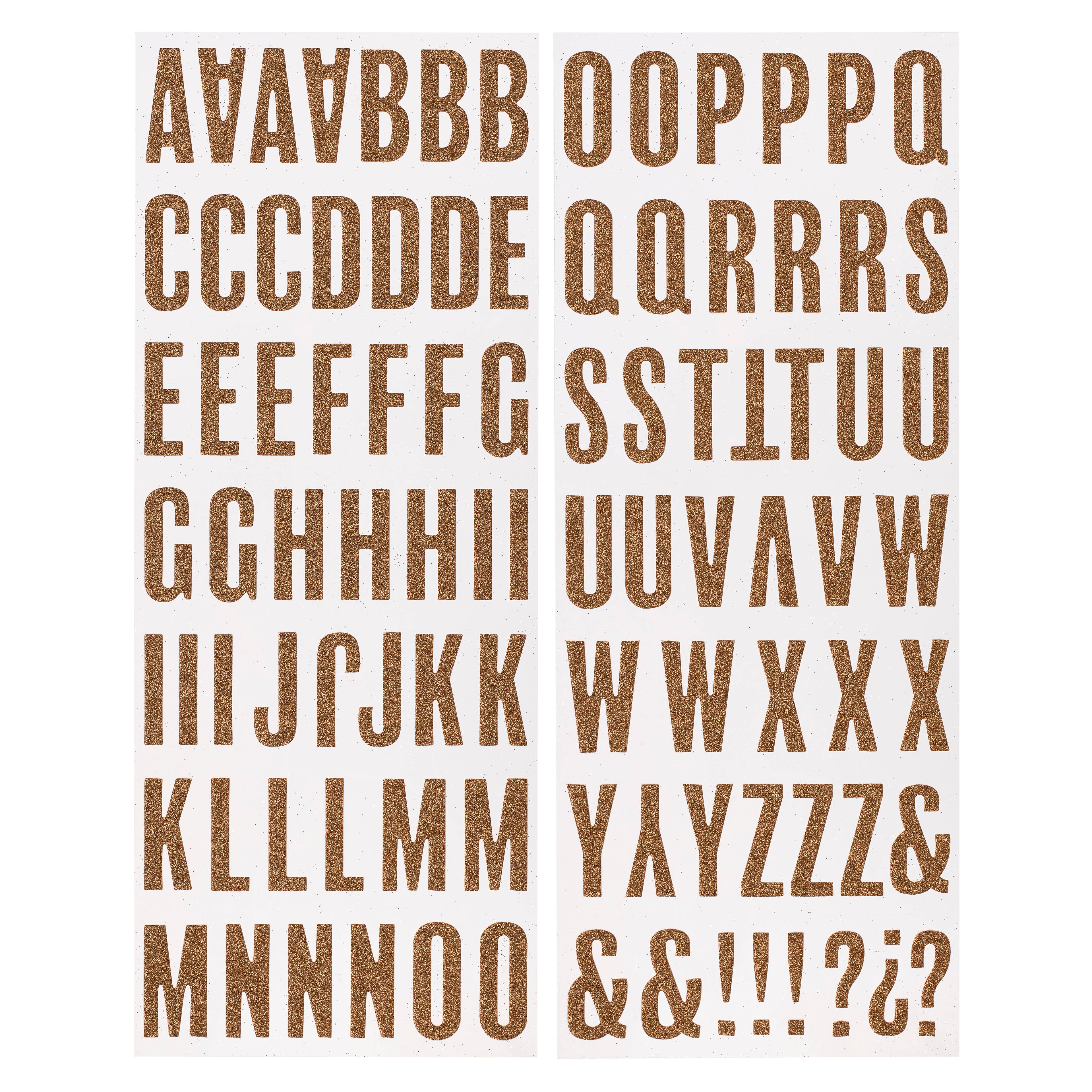 12 Packs: 99 ct. (1,188 total) Rose Gold Glitter Alphabet Chipboard Stickers by Recollections&#x2122;