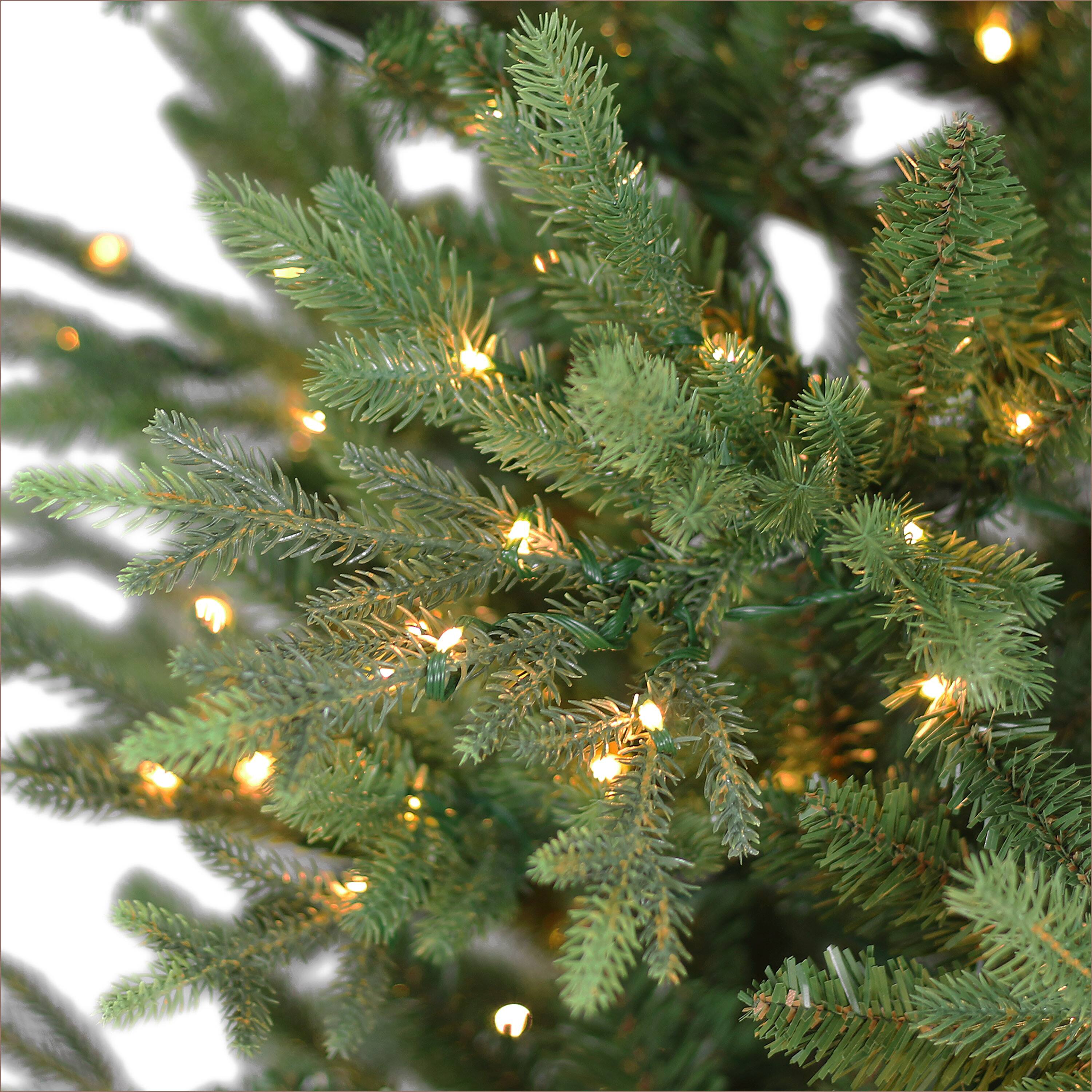 7.5ft. Pre-Lit Slim Alberta Artificial Spruce Tree, Warm White LED Lights