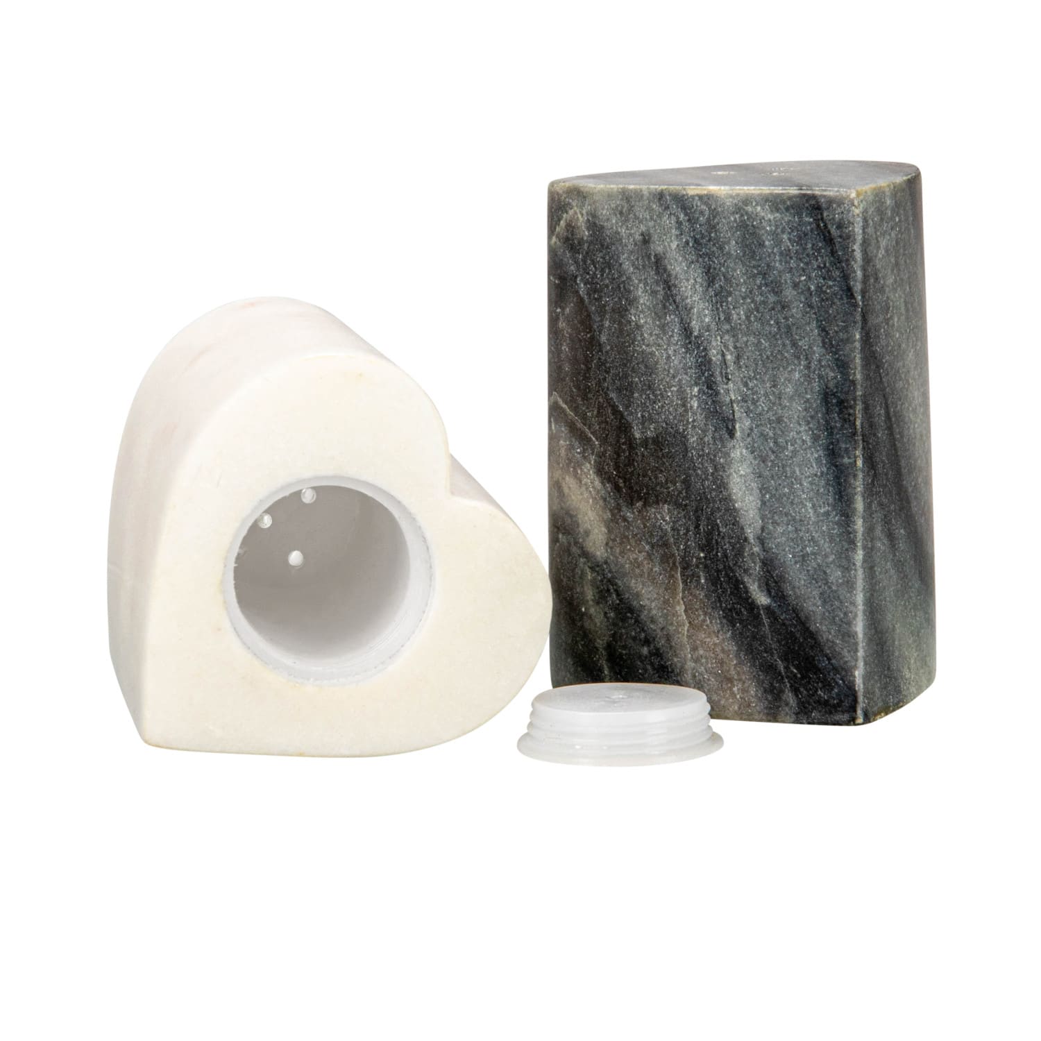 Heart-Shaped Marble Salt &#x26; Pepper Shakers Set