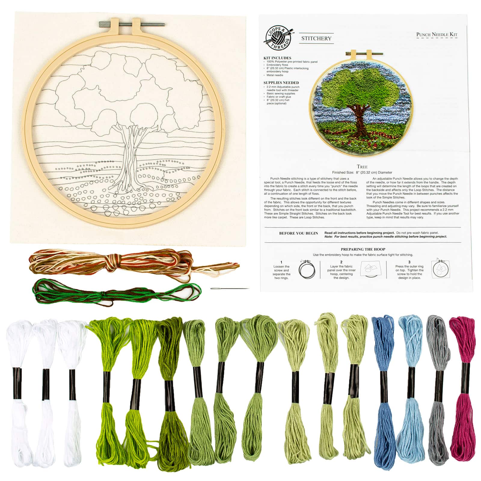 Feltsky Dinosaur Punch Needle Kit for Beginners, Including 8 INCH Hoop,  Pattern, Cotton Threads, Punch Needles, Needle Threader, Instruction