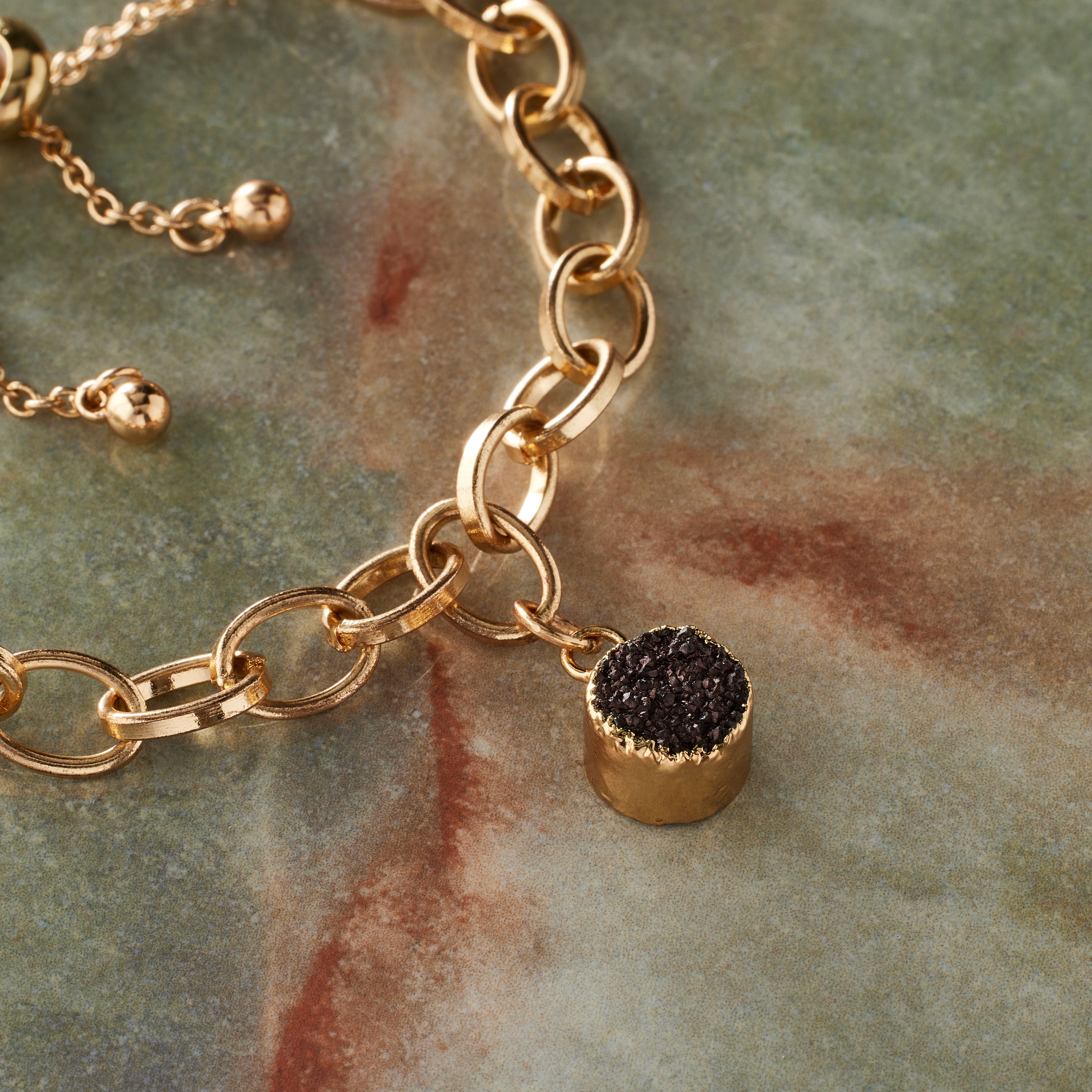 Round Black Dyed Quartz Charm by Bead Landing&#x2122;