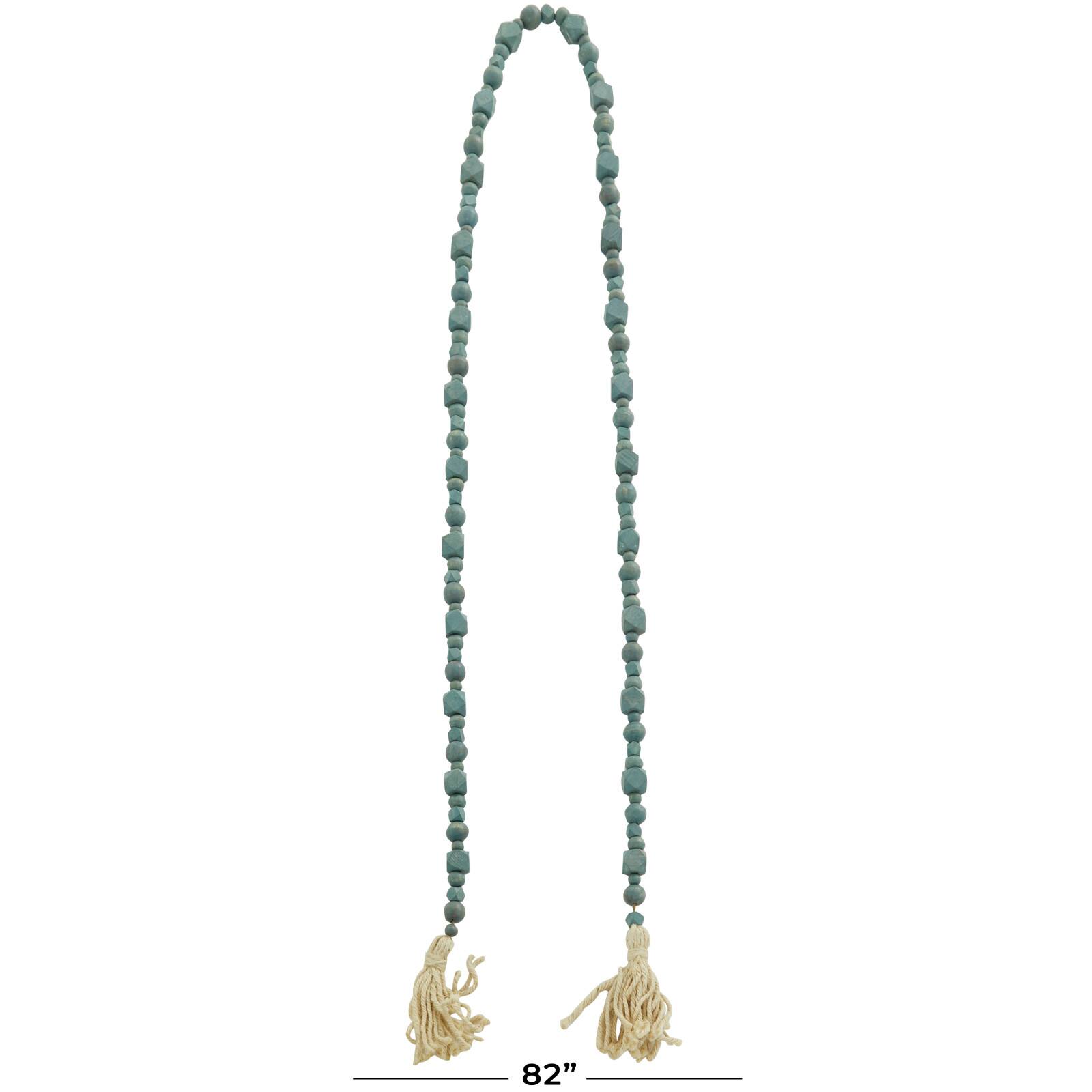 80&#x22; Geometric Wood Bead Garland with Tassels
