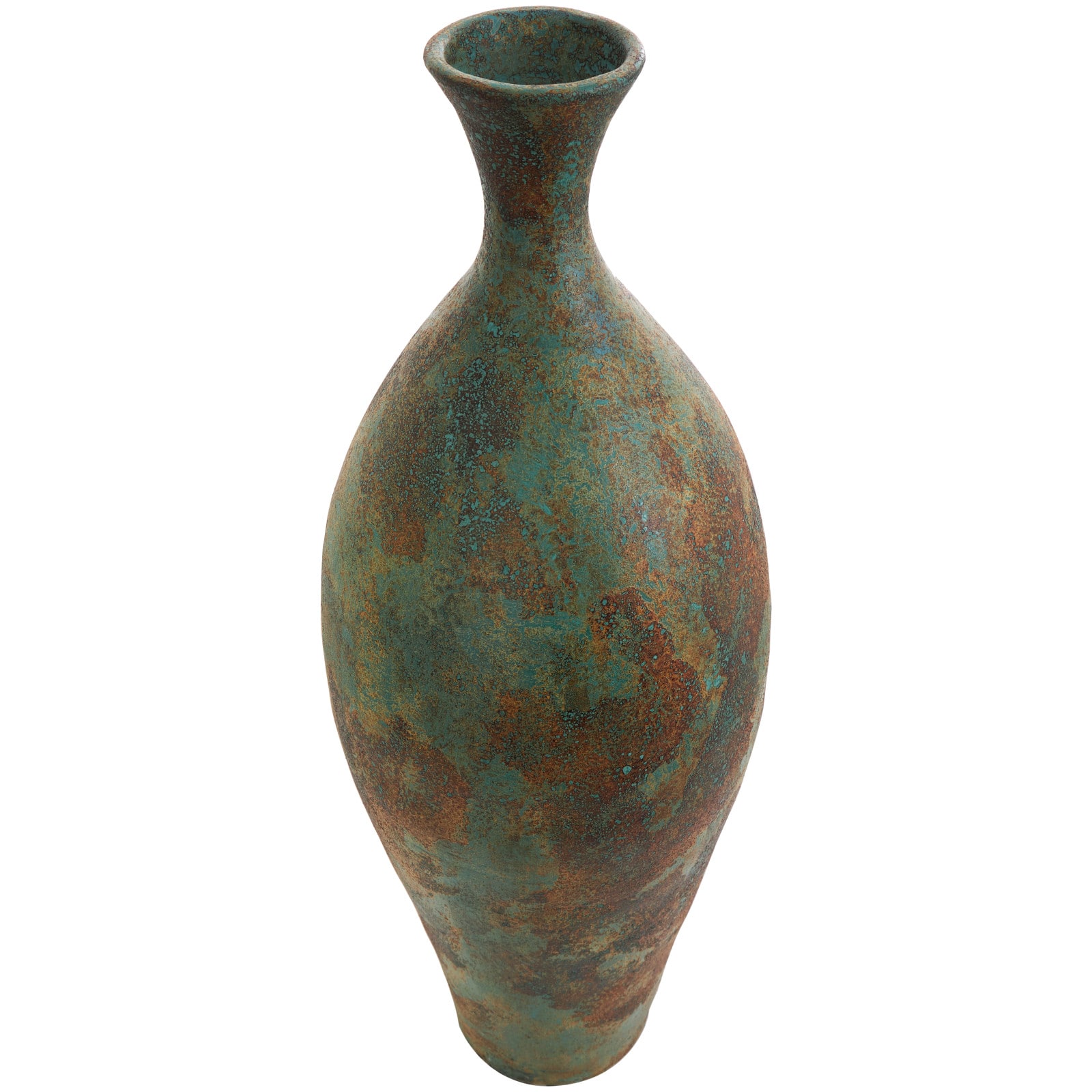 3ft. Green Ceramic Tall Distressed Antique Style Vase
