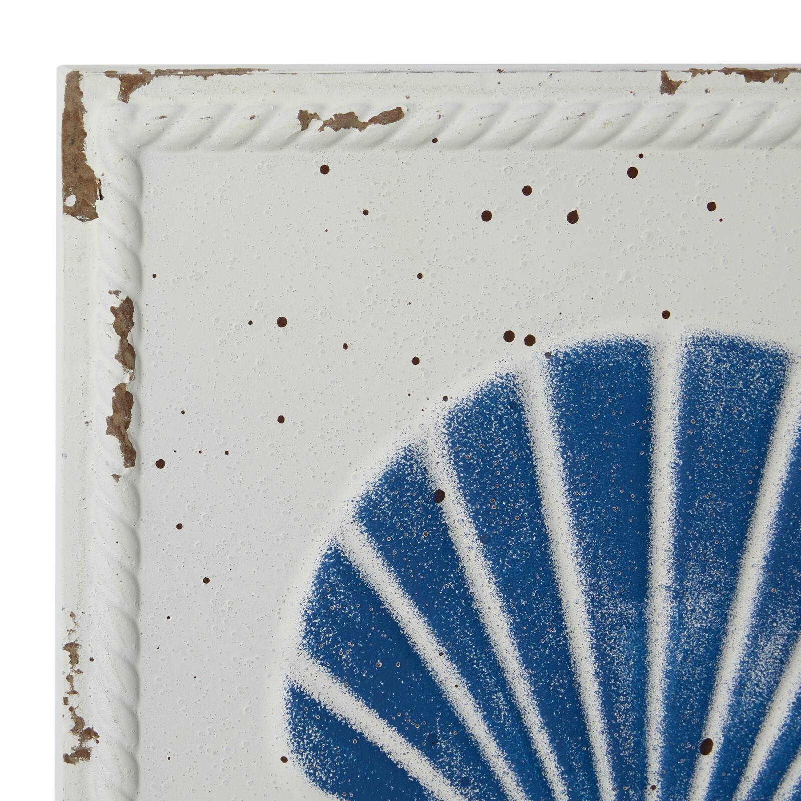 Set of 4 White Metal Coastal Wall Decor, 12" x 12"