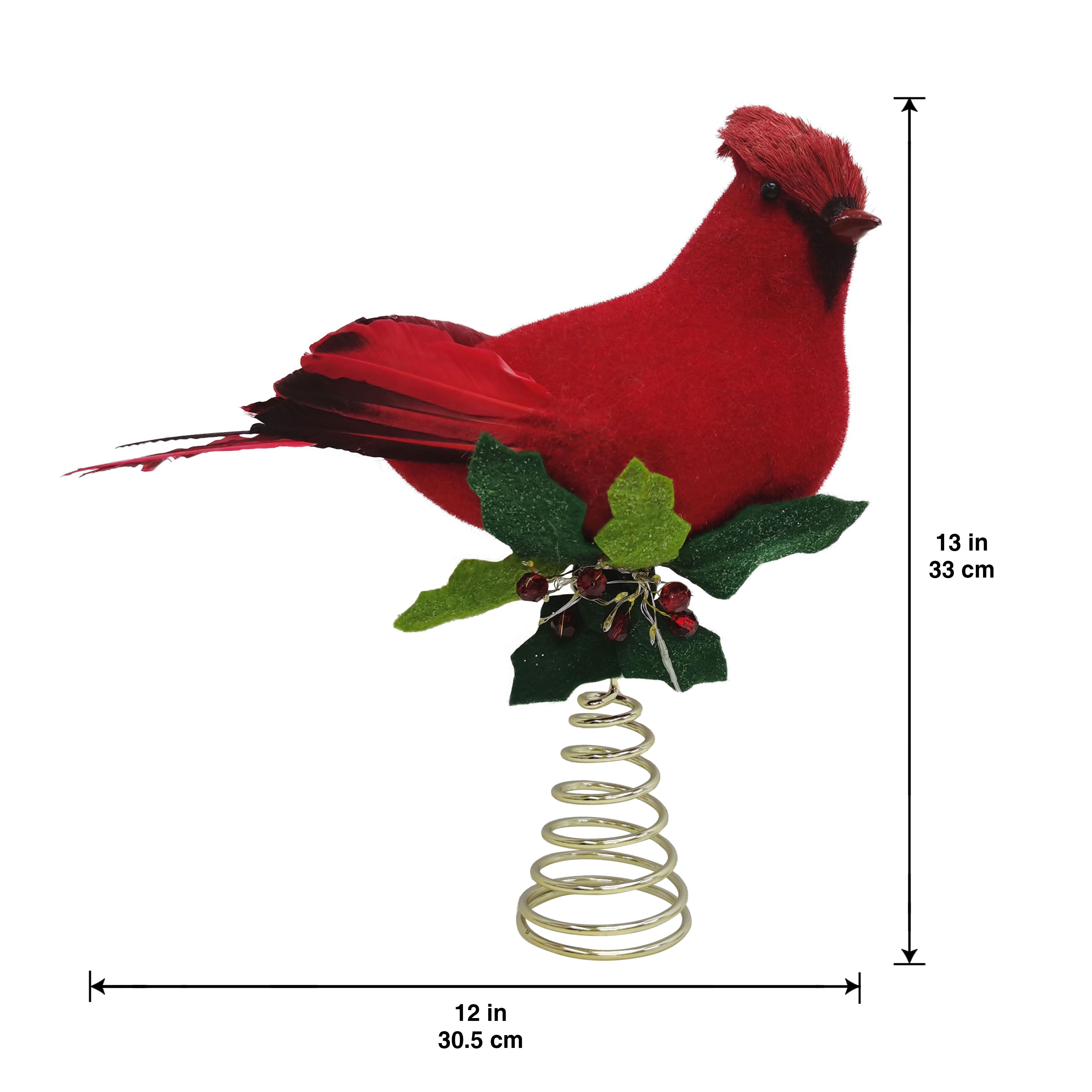 13&#x22; Cardinal with Holly Lighted Tree Topper by Ashland&#xAE;