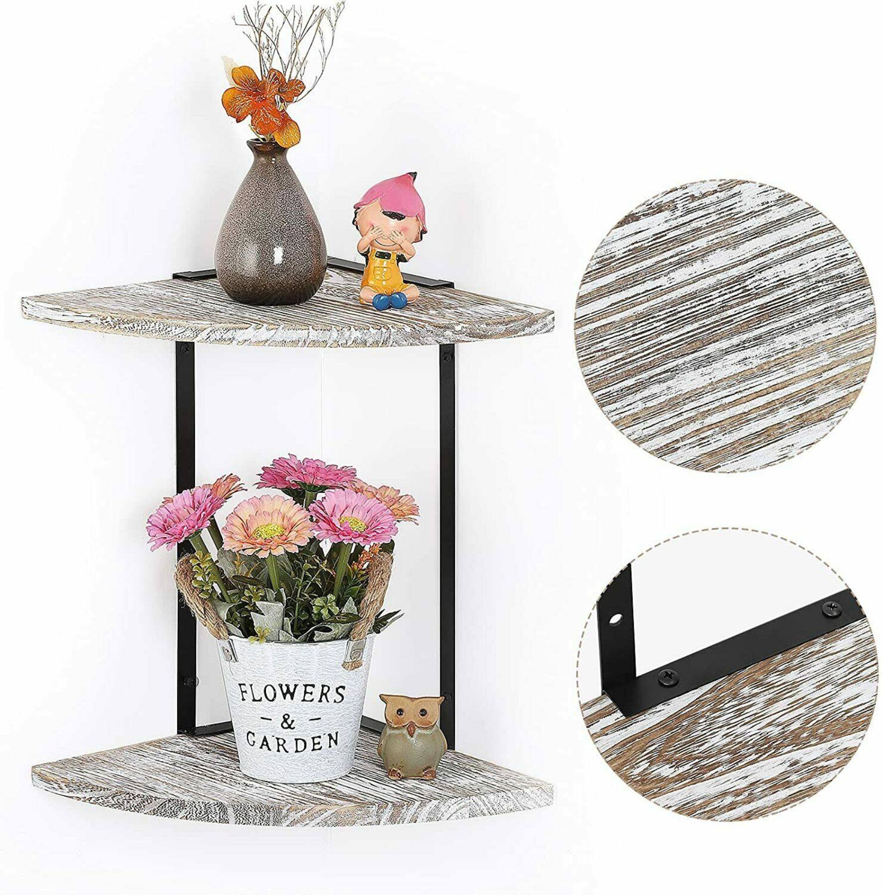 White 2-Tier Floating Corner Shelf