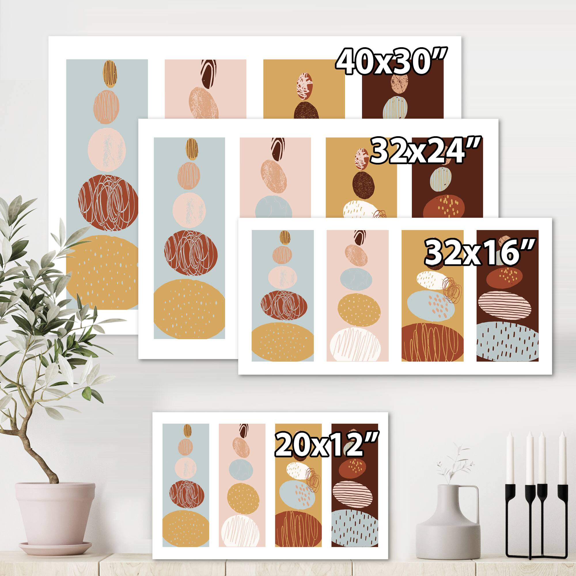 Designart - Minimalistic Compostion of Organic Shaped Pebbles - Modern Canvas Wall Art Print