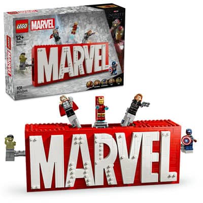 LEGO Marvel: MARVEL Logo & Minifigures Collectible, Buildable Set 76313 | 15.04" x 10.31" x 3.7" | Michaels