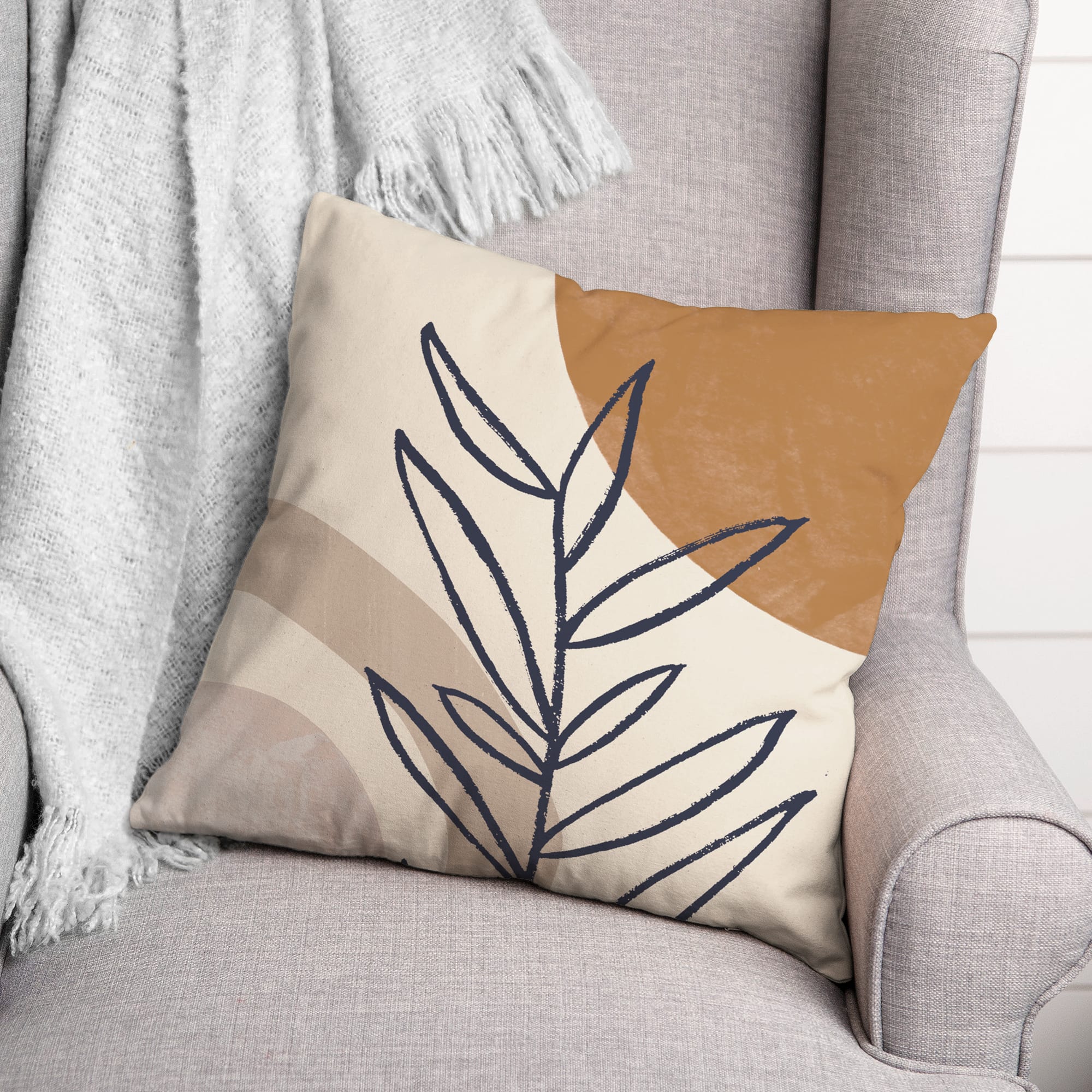 Mid Mod Arch Leaves Indoor/Outdoor Pillow
