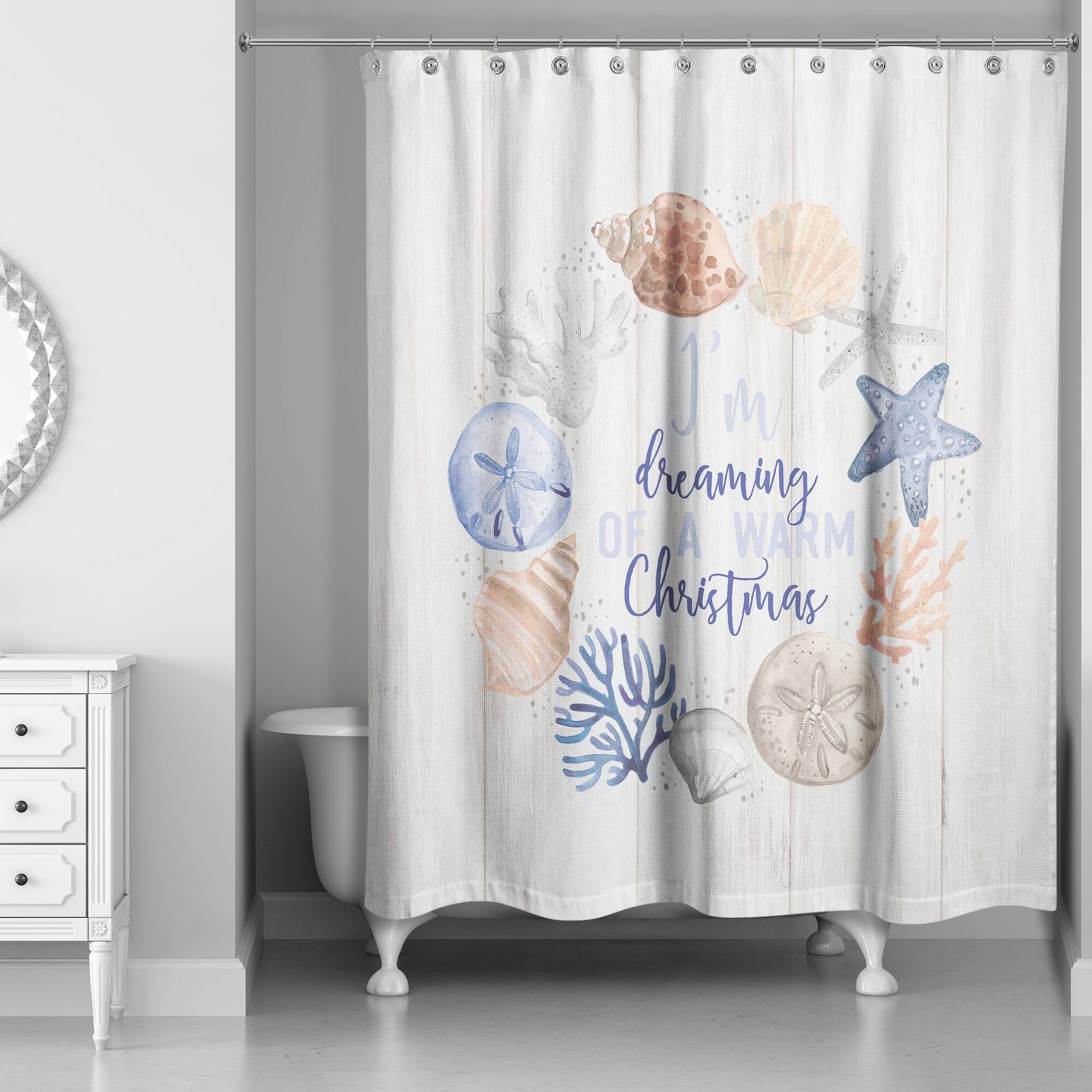 Dreaming of a Warm Christmas Fabric Shower Curtain