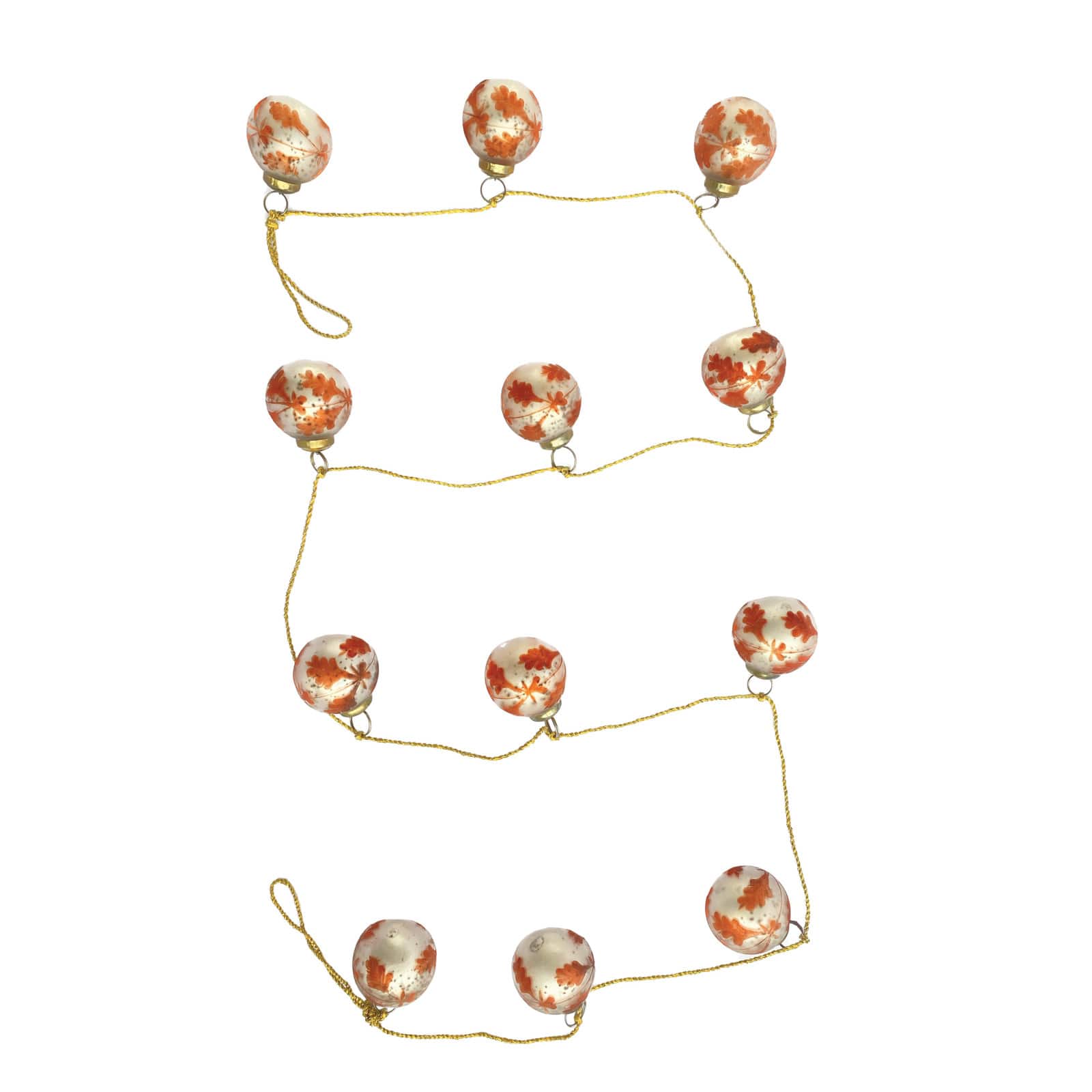 Hello Honey® 6ft. Silver & Coral Etched Mercury Glass Ball Ornament Garland with Gold Cord