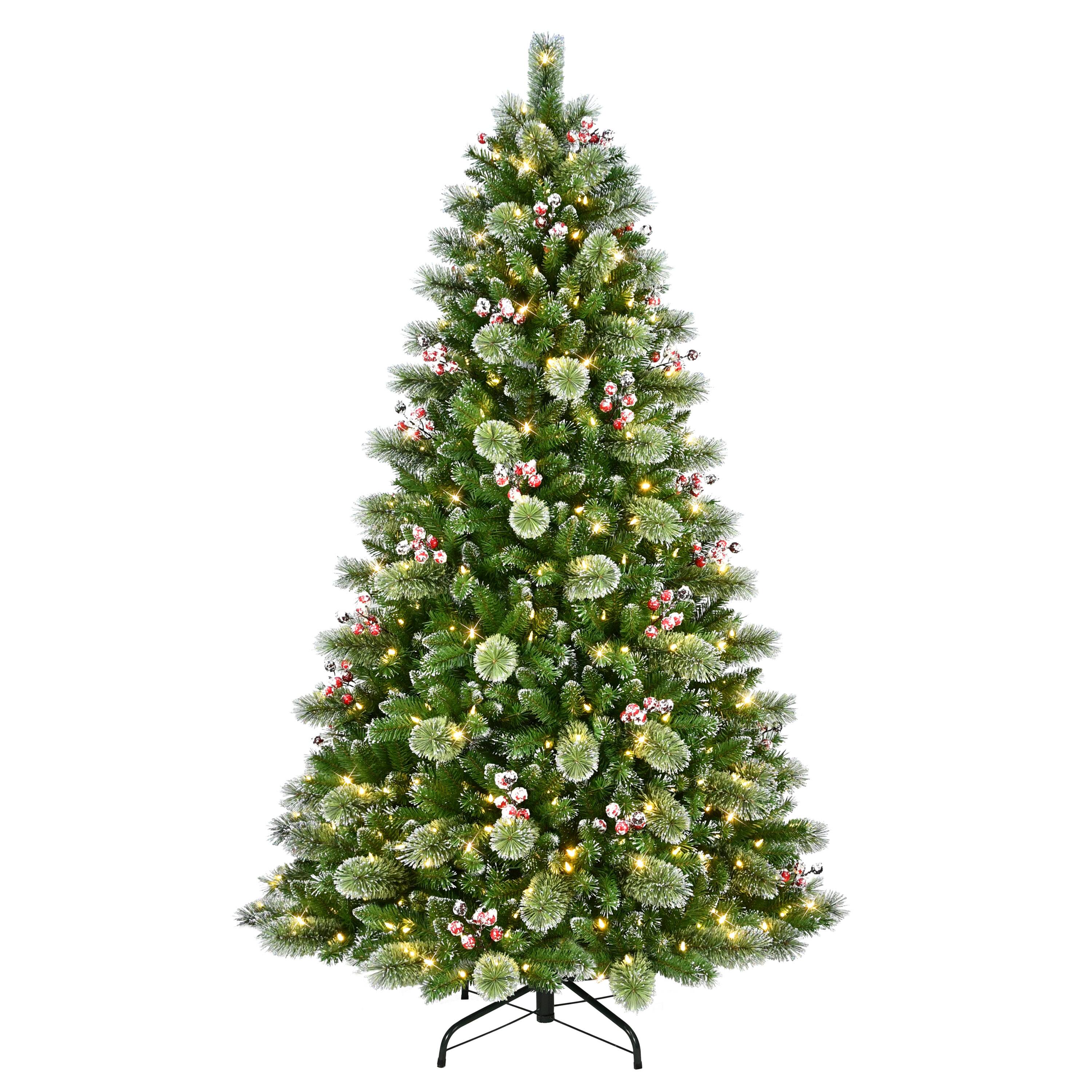 7.5ft. Pre-Lit Snowy Iowa Pine Artificial Christmas Tree, Dual Color LED Lights