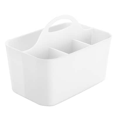 mDesign® White 4-Section Craft Caddy with Handle | Michaels