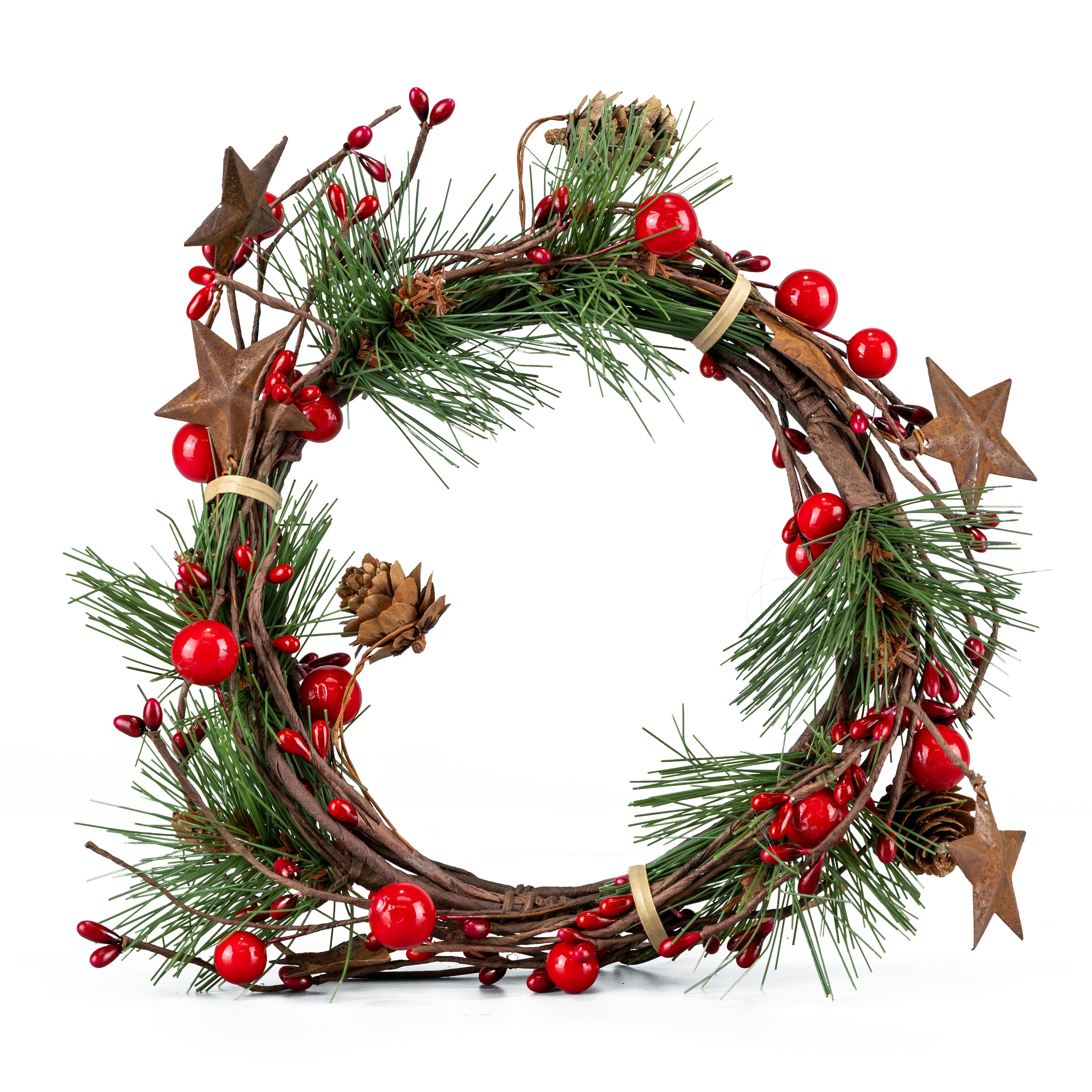 5ft. Red Berries, Pinecone &#x26; Rustic Star Coiled Garland by Ashland&#xAE;